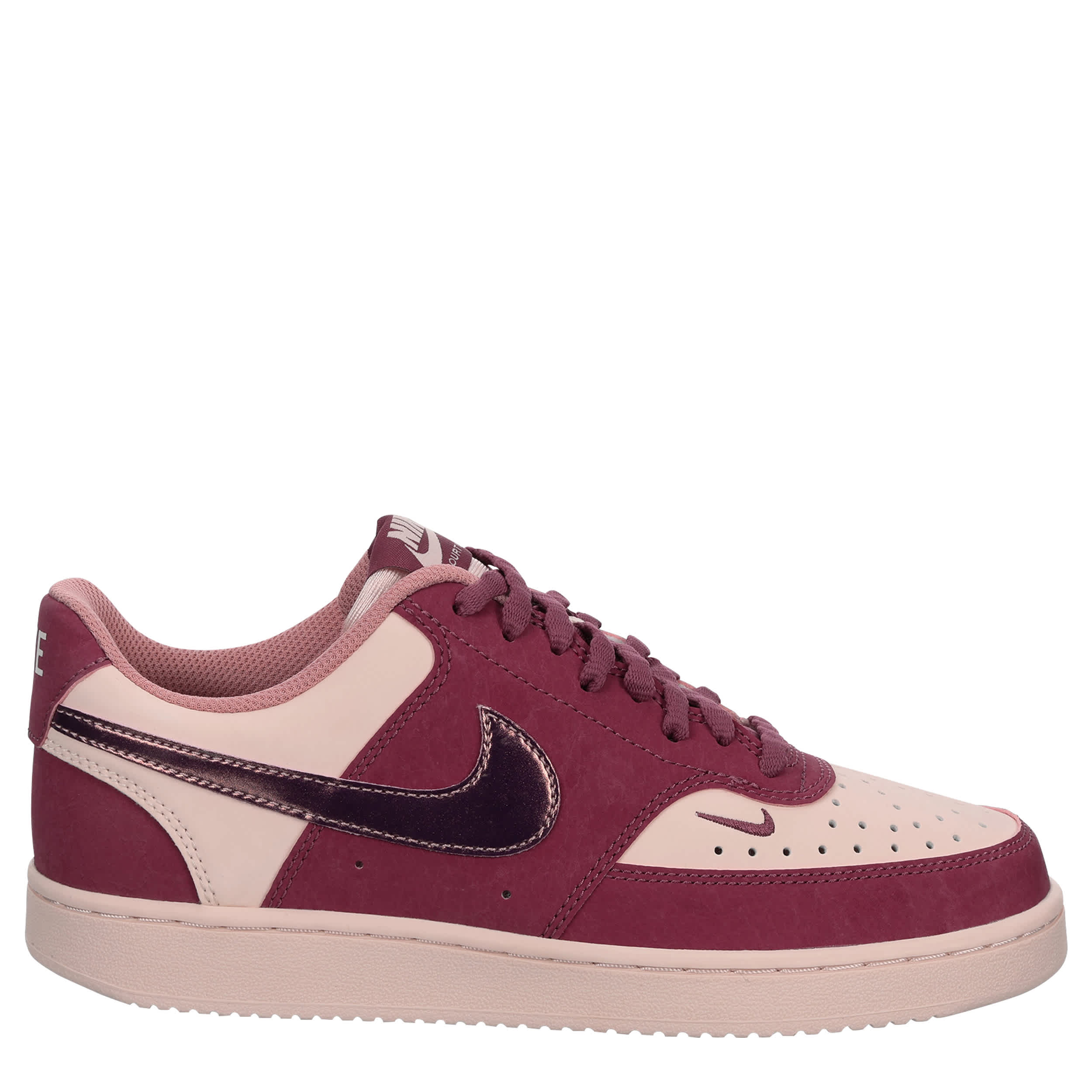 NIKE-WOMENS COURT VISION LOW SNEAKER-BURGUNDY & BRONZE