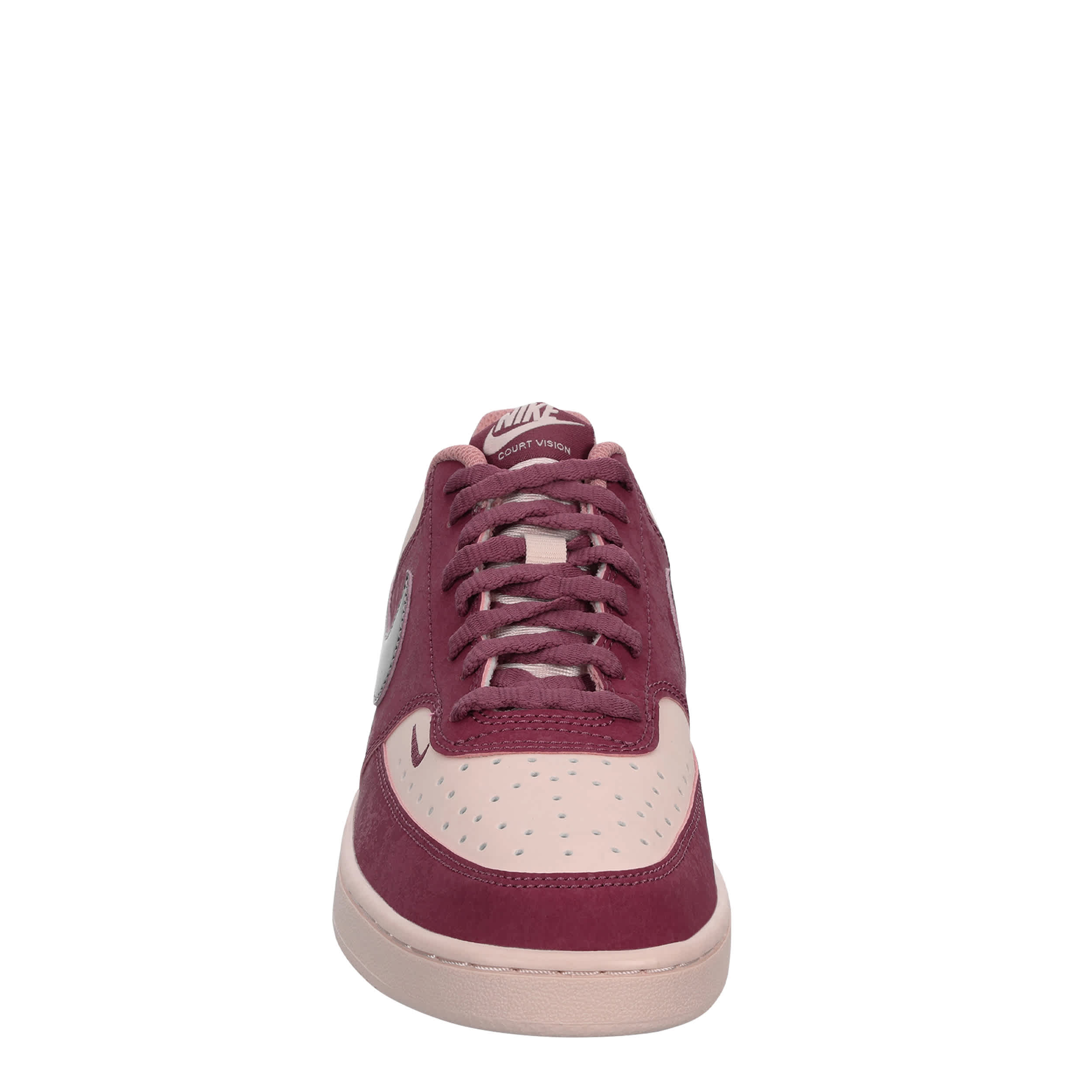 NIKE-WOMENS COURT VISION LOW SNEAKER-BURGUNDY & BRONZE