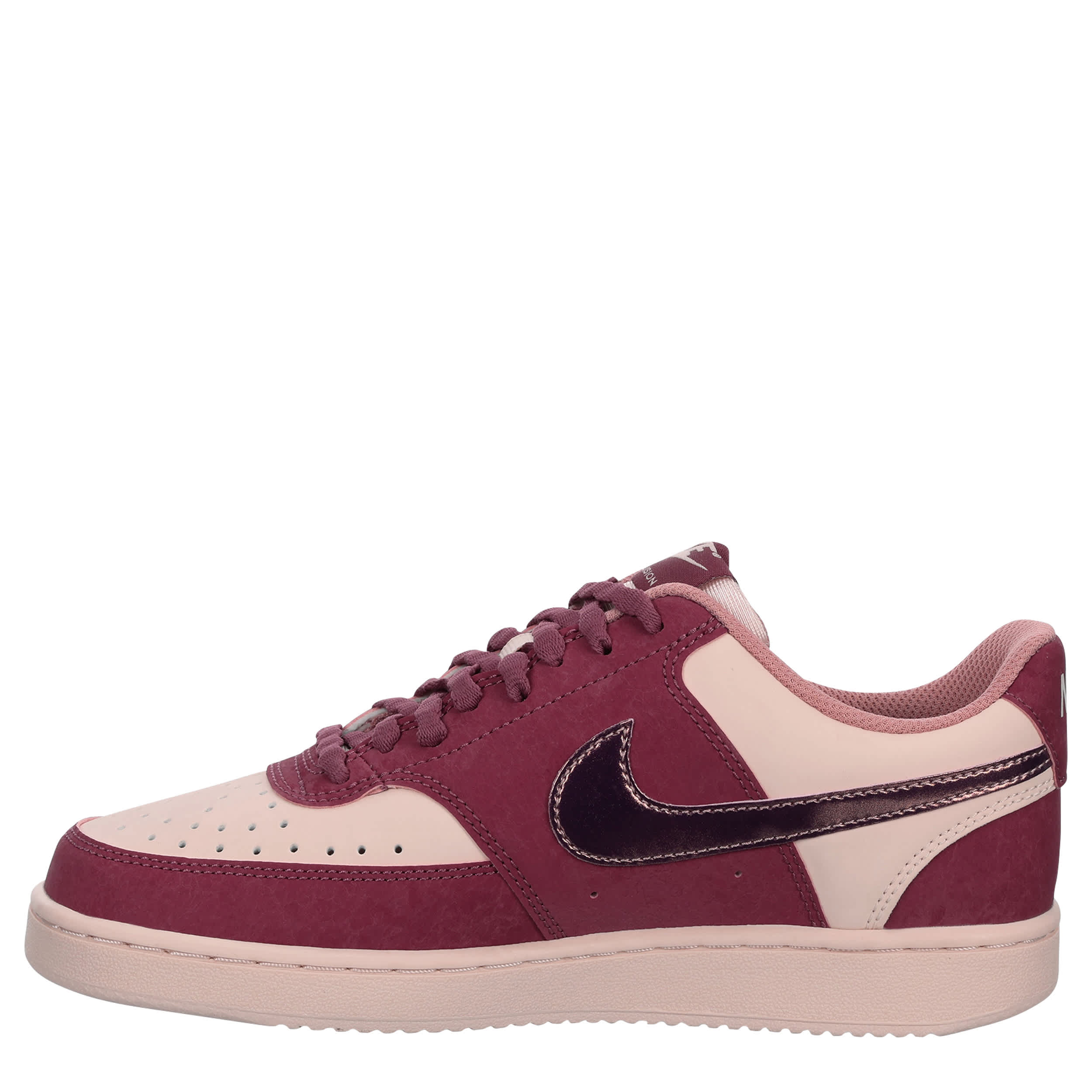 NIKE-WOMENS COURT VISION LOW SNEAKER-BURGUNDY & BRONZE