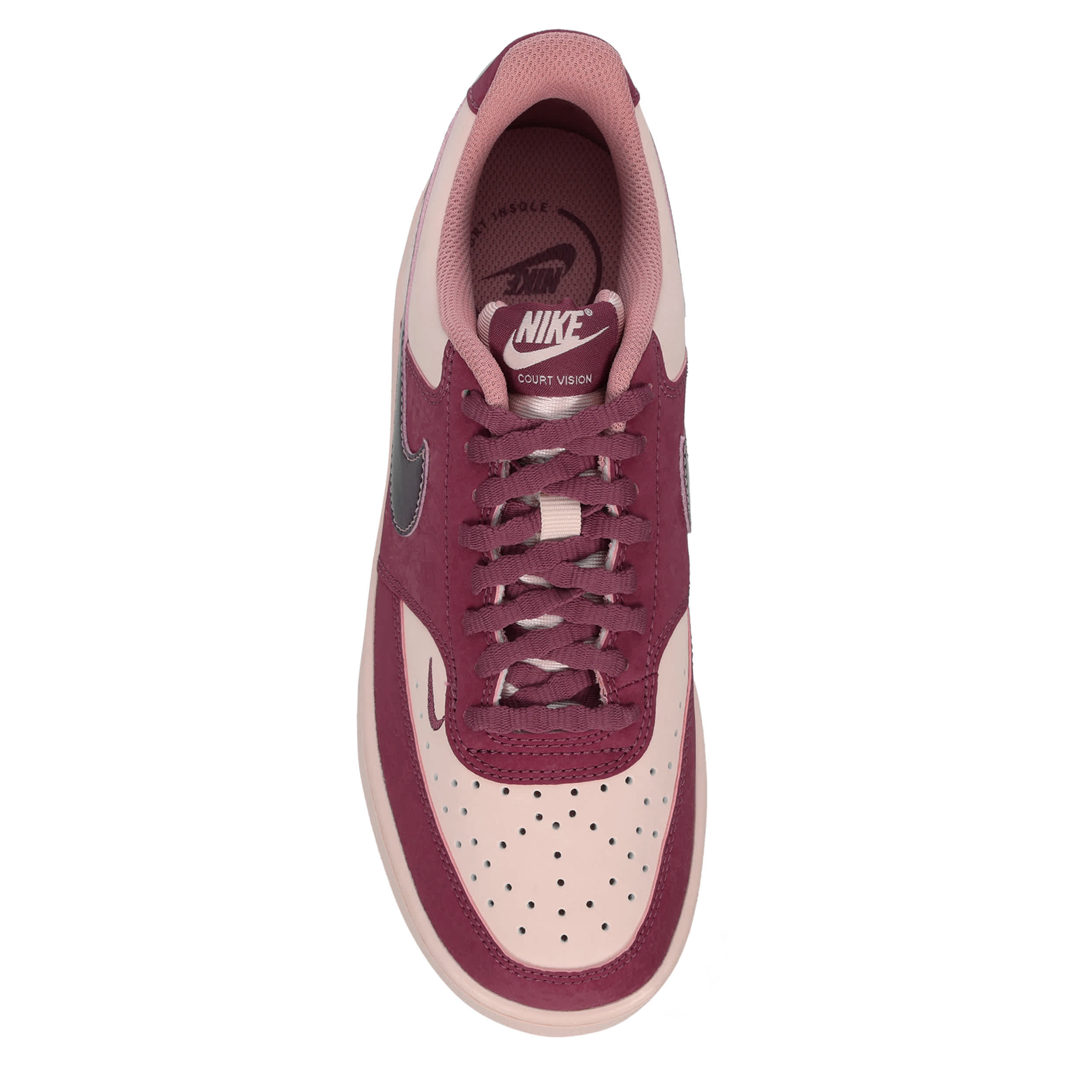 NIKE-WOMENS COURT VISION LOW SNEAKER-BURGUNDY & BRONZE