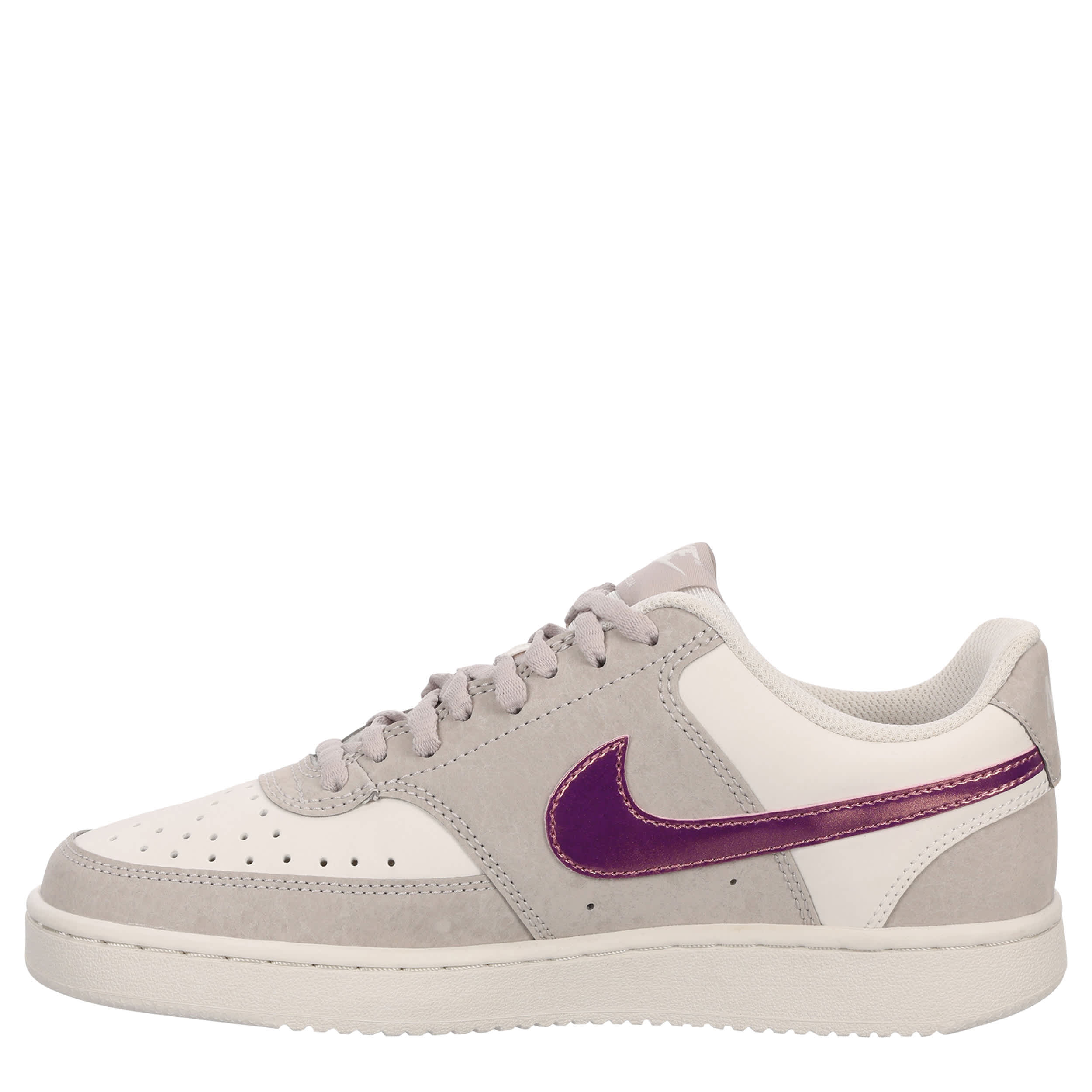 NIKE-WOMENS COURT VISION LOW SNEAKER-GREY & OFF WHITE
