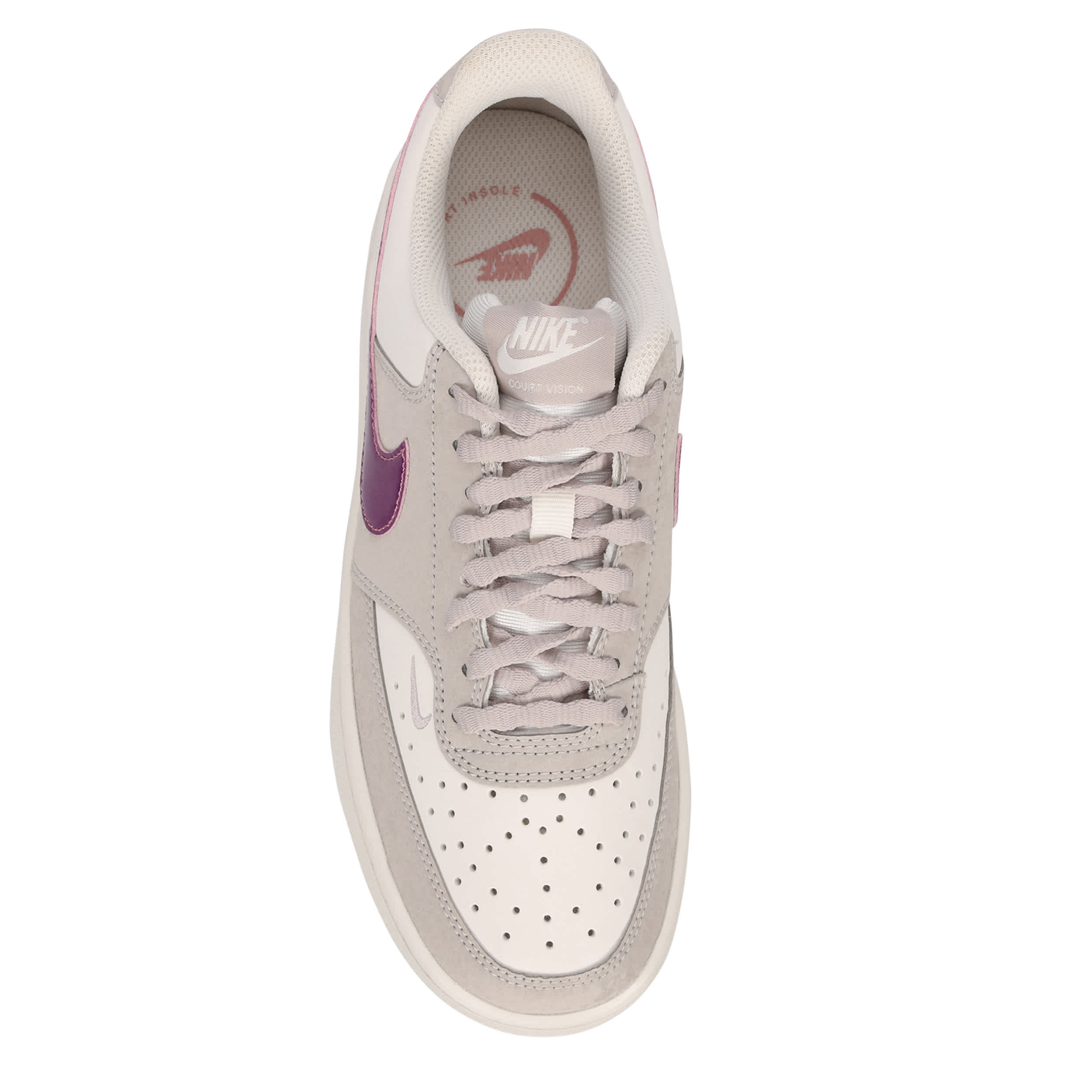 NIKE-WOMENS COURT VISION LOW SNEAKER-GREY & OFF WHITE