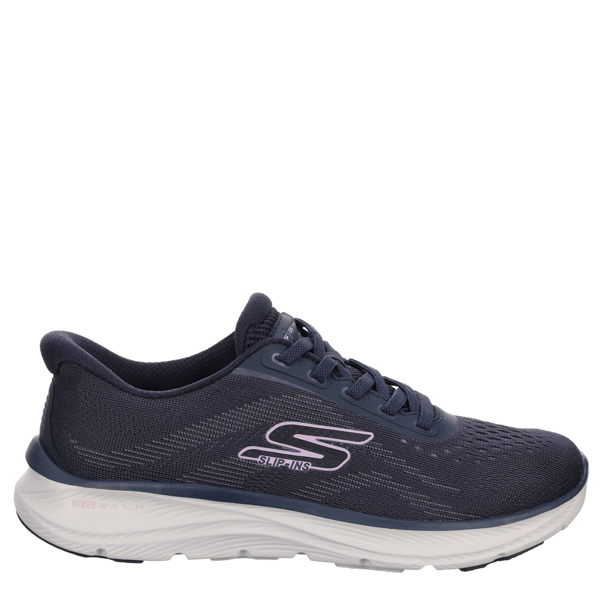 SKECHERS-WOMENS SLIP-INS GO WALK FLEX PLUS RUNNING SHOE-NAVY & PURPLE
