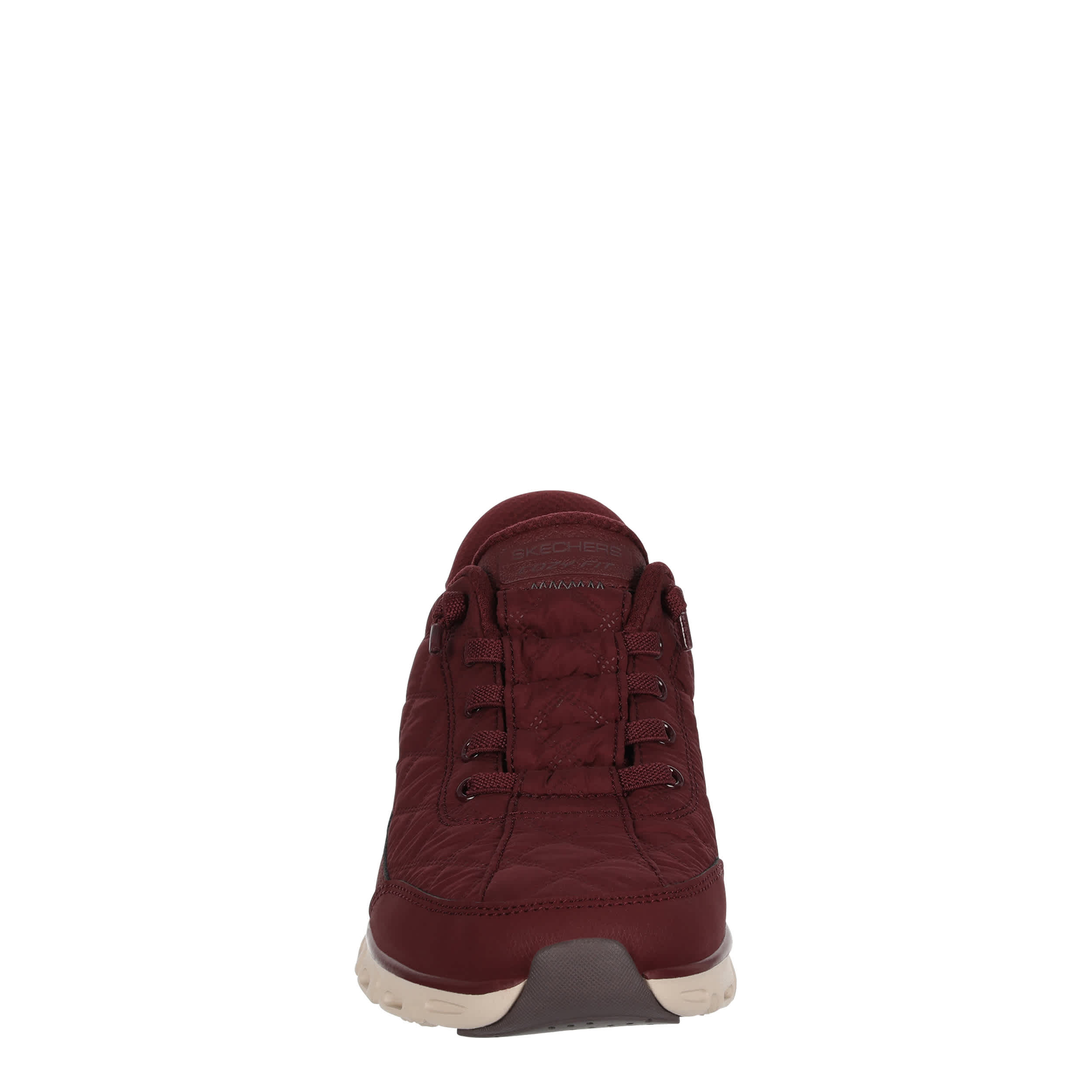 SKECHERS-WOMENS SLIP-INS GLIDE STEP COZY FIT RUNNING SHOE-BURGUNDY & OFF WHITE