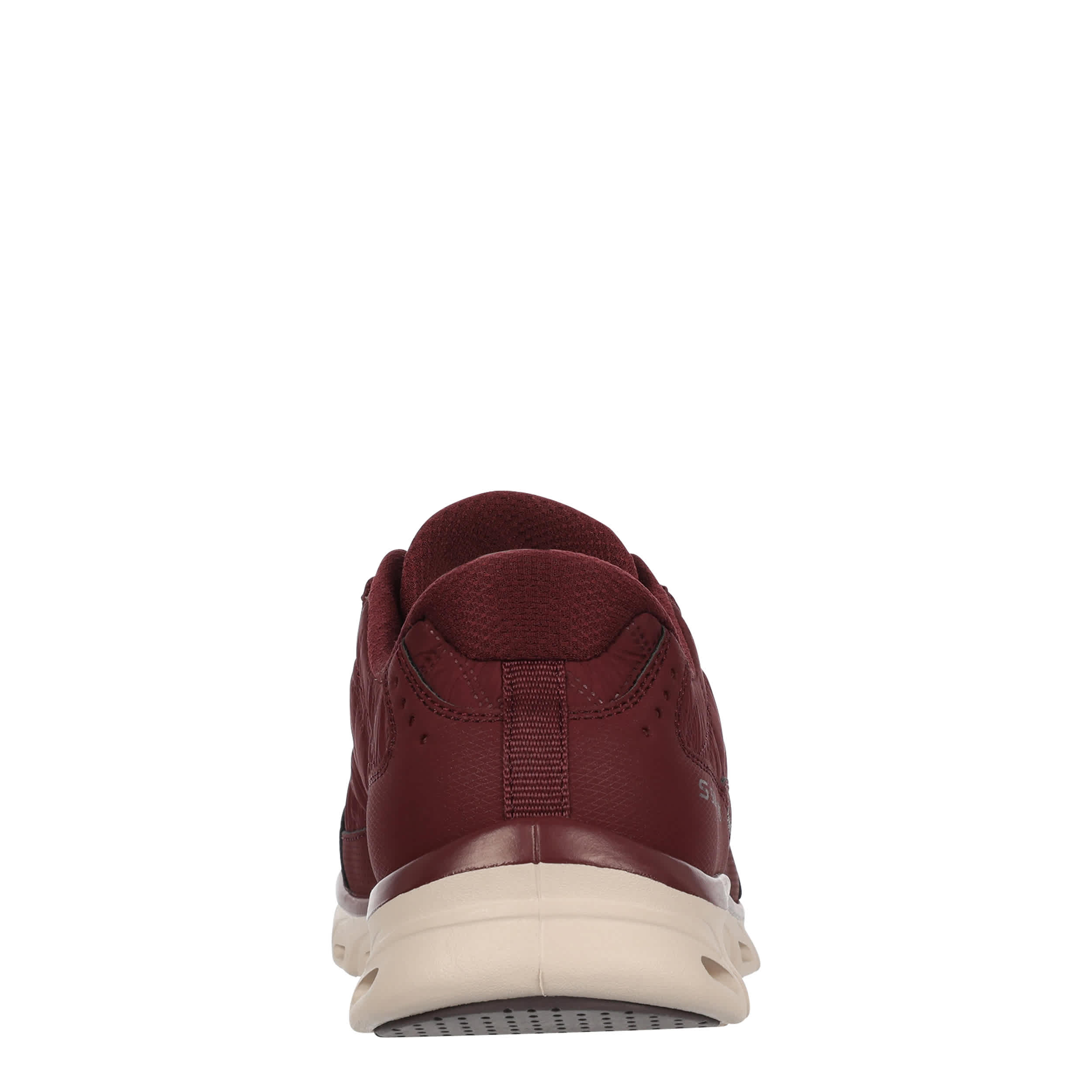 SKECHERS-WOMENS SLIP-INS GLIDE STEP COZY FIT RUNNING SHOE-BURGUNDY & OFF WHITE