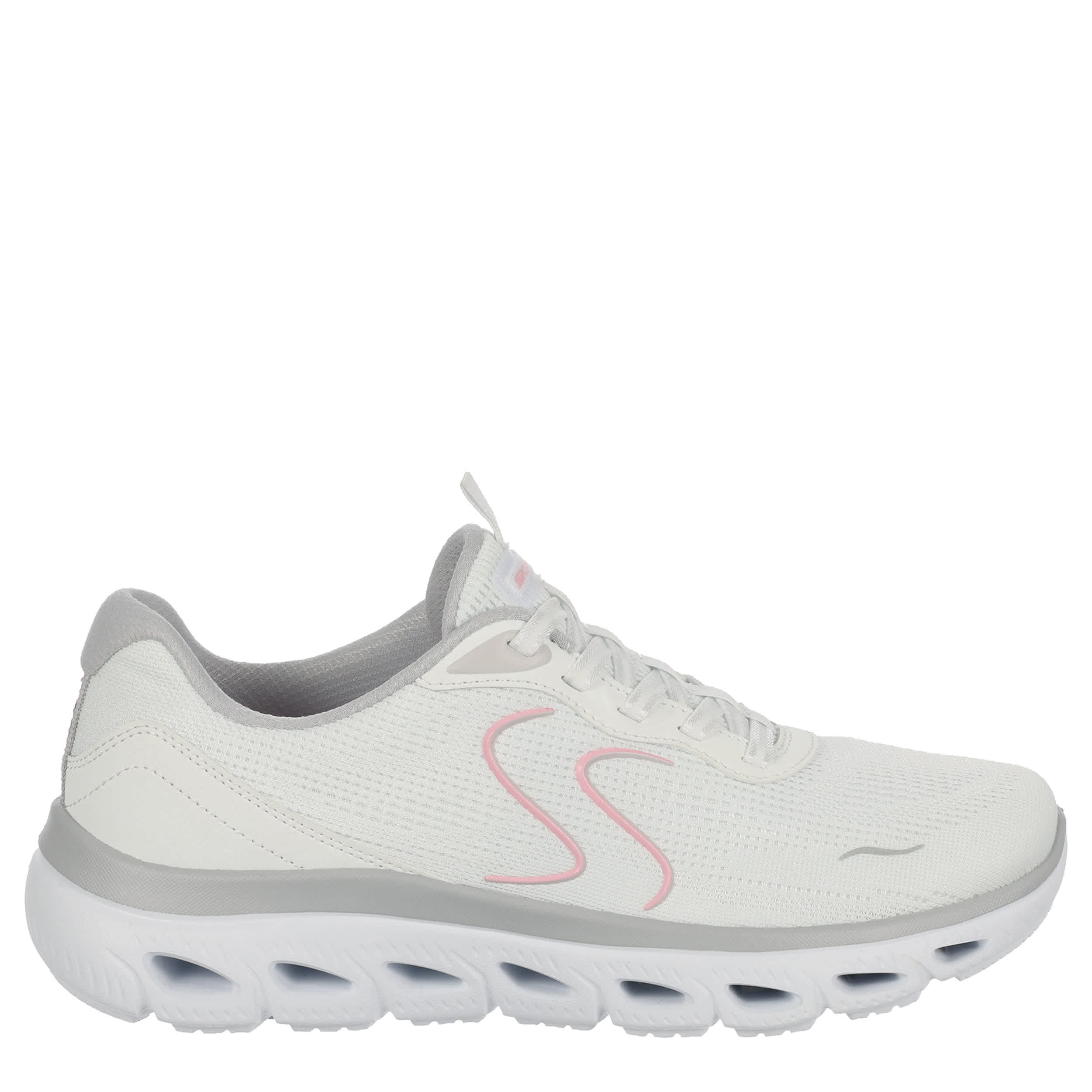SKECHERS-WOMENS GLIDE-STEP SUMMITS RUNNING SHOE-WHITE & PINK