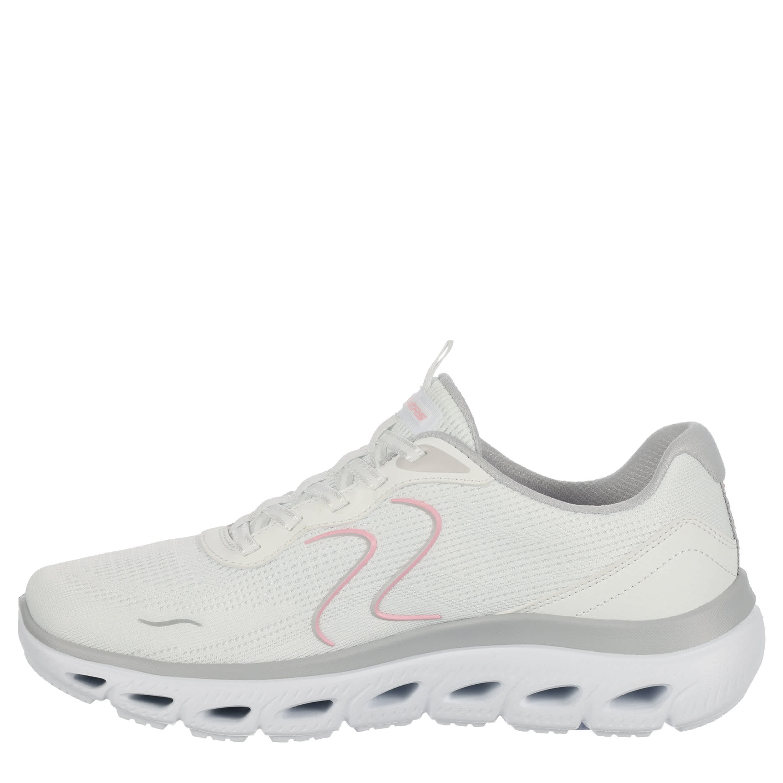 SKECHERS-WOMENS GLIDE-STEP SUMMITS RUNNING SHOE-WHITE & PINK