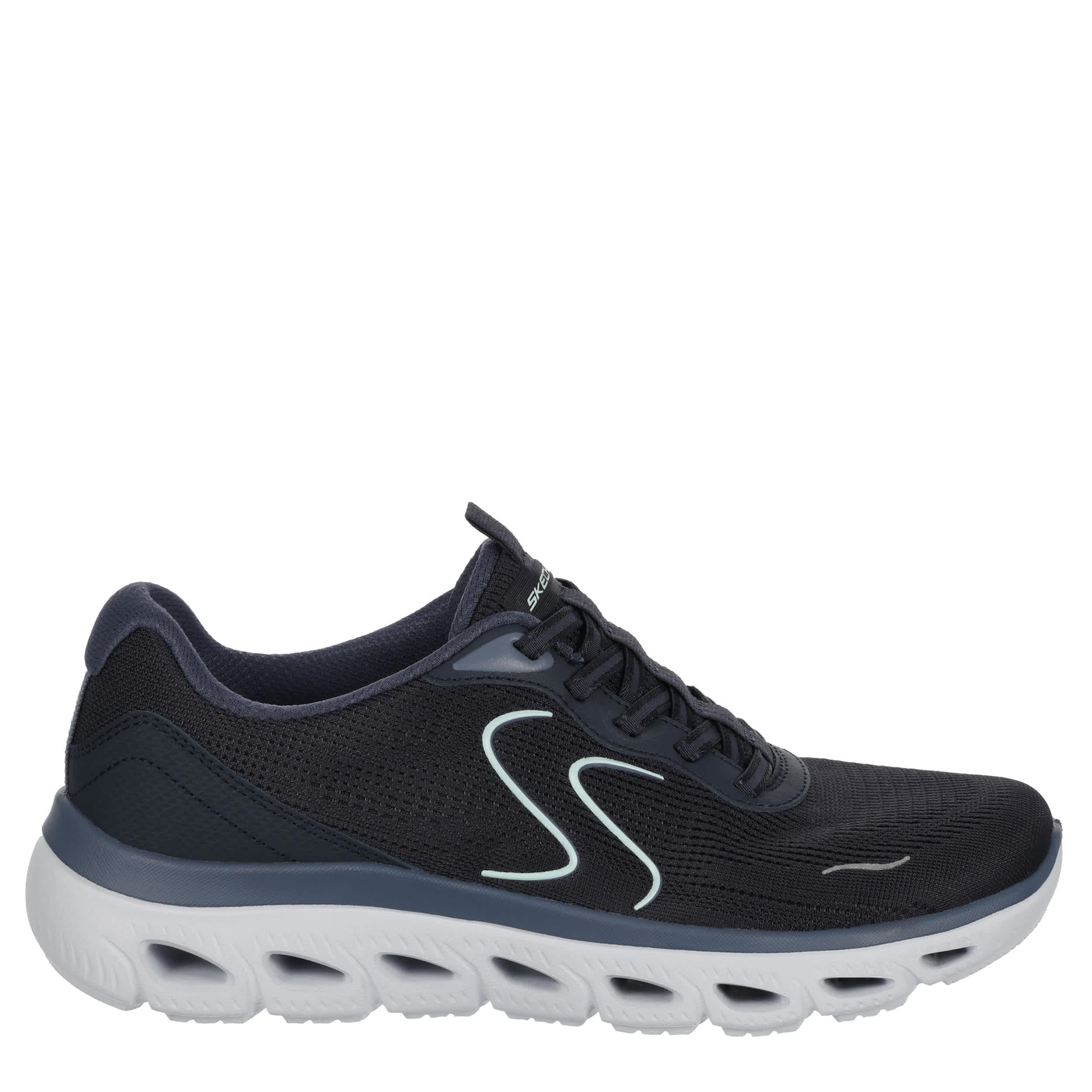 SKECHERS-WOMENS GLIDE-STEP SUMMITS RUNNING SHOE-NAVY & AQUA