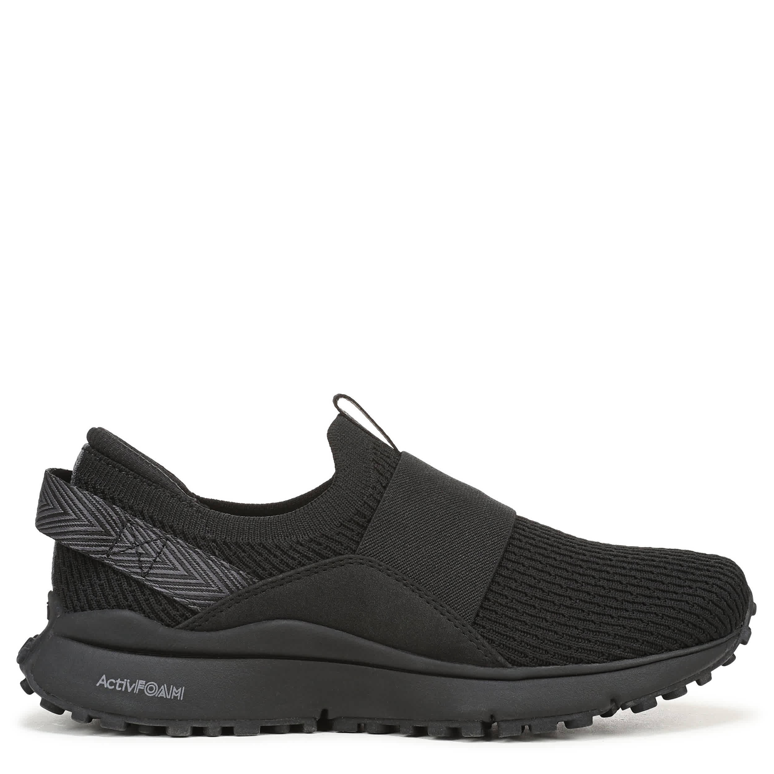 RYKA-WOMENS JUMPSTART KNIT WALKING SNEAKER-BLACK & BLACK