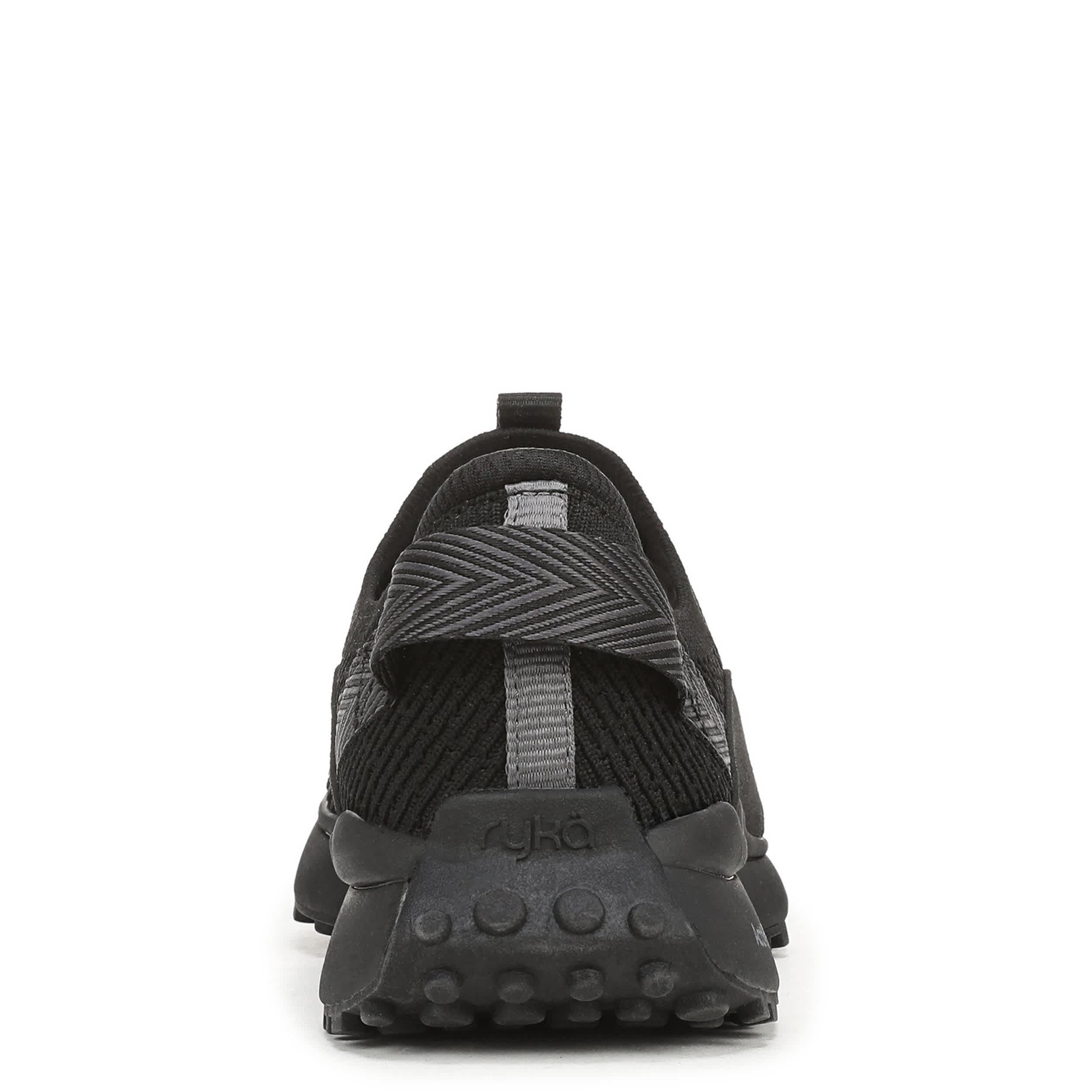 RYKA-WOMENS JUMPSTART KNIT WALKING SNEAKER-BLACK & BLACK