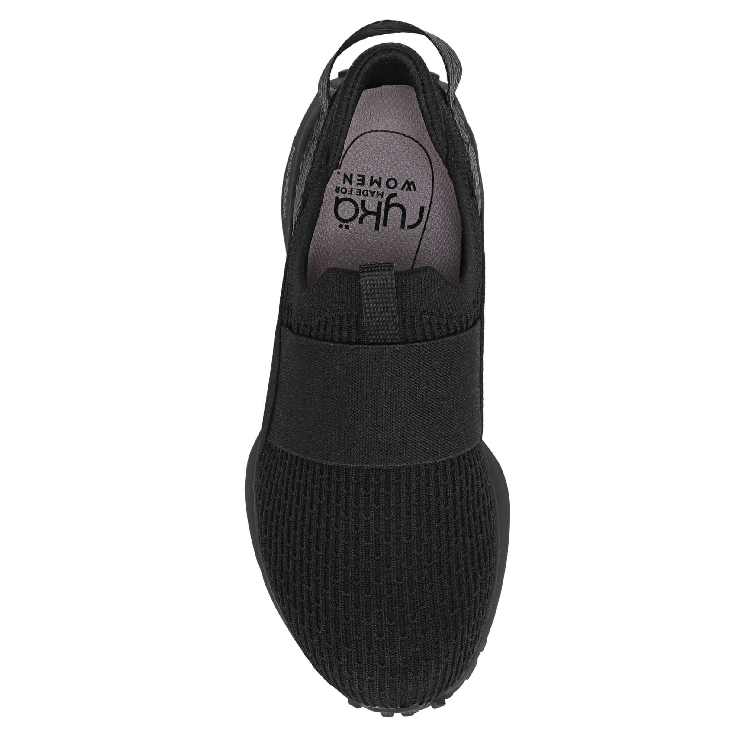 RYKA-WOMENS JUMPSTART KNIT WALKING SNEAKER-BLACK & BLACK