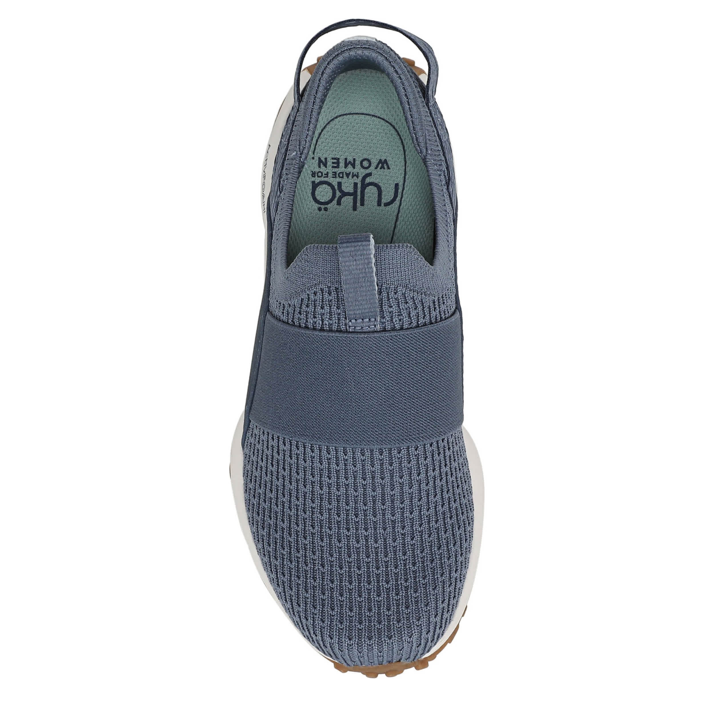 RYKA-WOMENS JUMPSTART KNIT WALKING SNEAKER-GREY & MED METALLIC