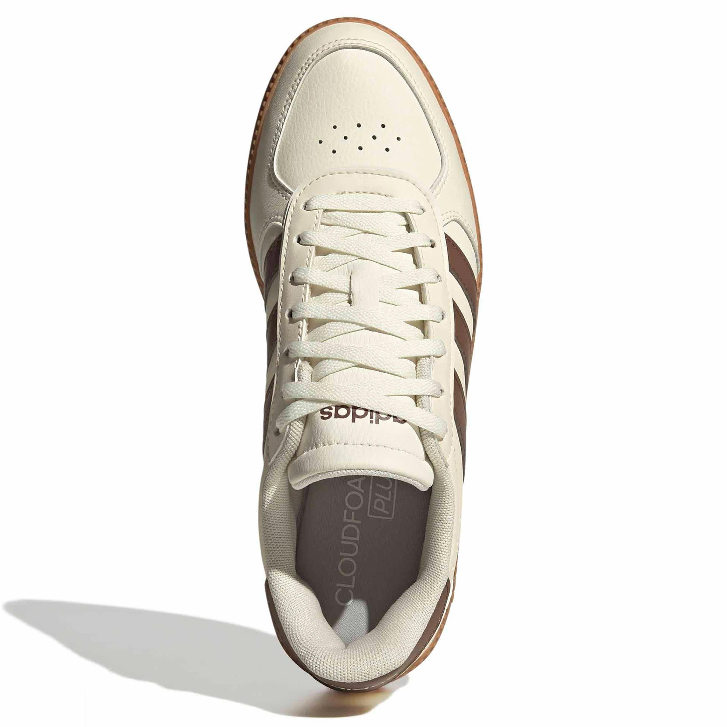 ADIDAS-WOMENS BREAKNET SLEEK SNEAKER-OFF WHITE & BROWN