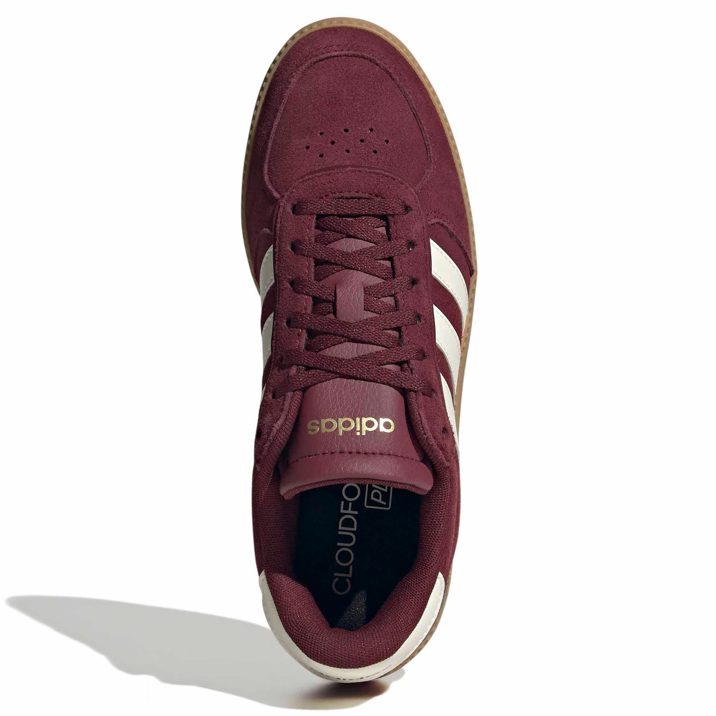 ADIDAS-WOMENS BREAKNET SLEEK SNEAKER-DARK RED & OFF WHITE