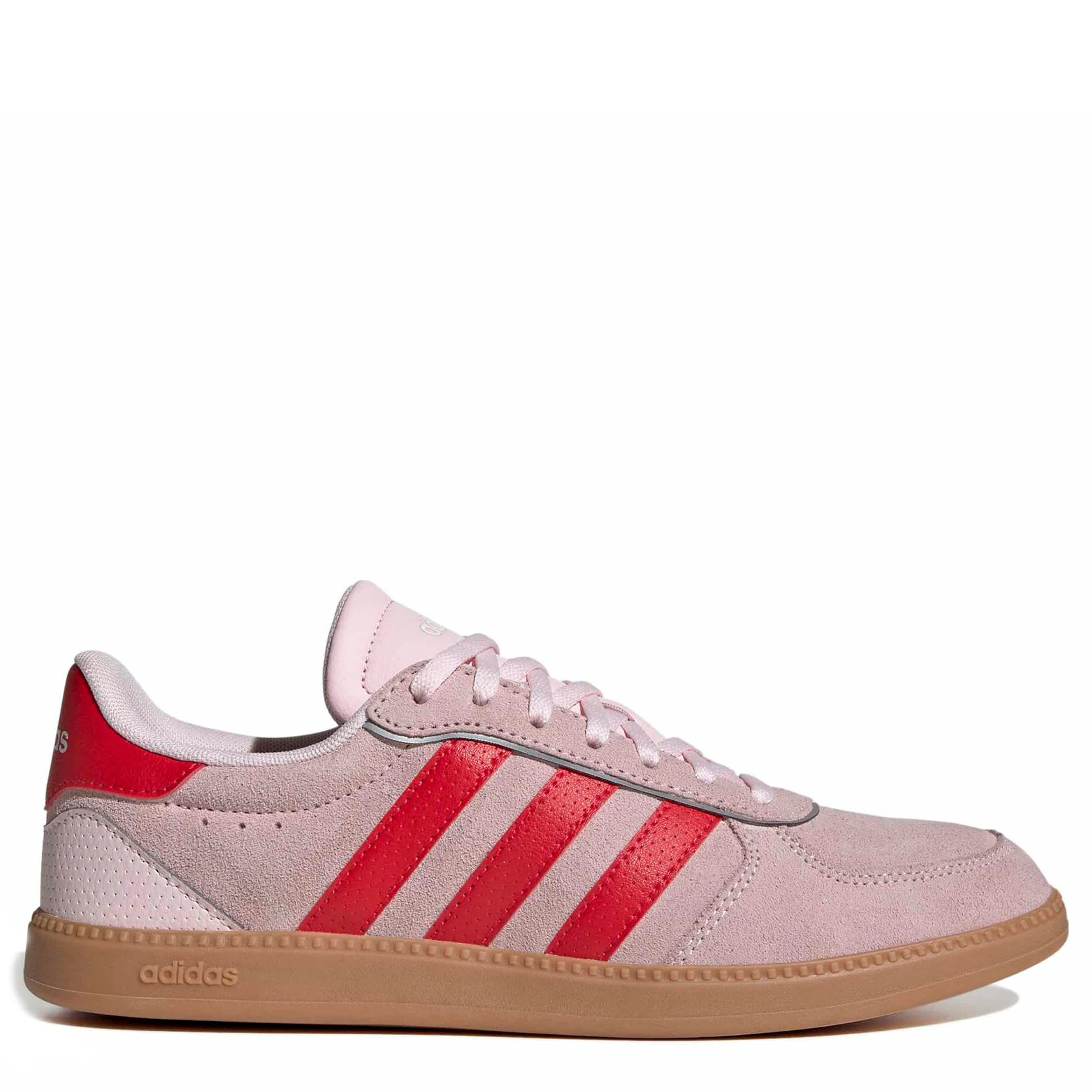 ADIDAS-WOMENS BREAKNET SLEEK SNEAKER-PALE PINK & RED