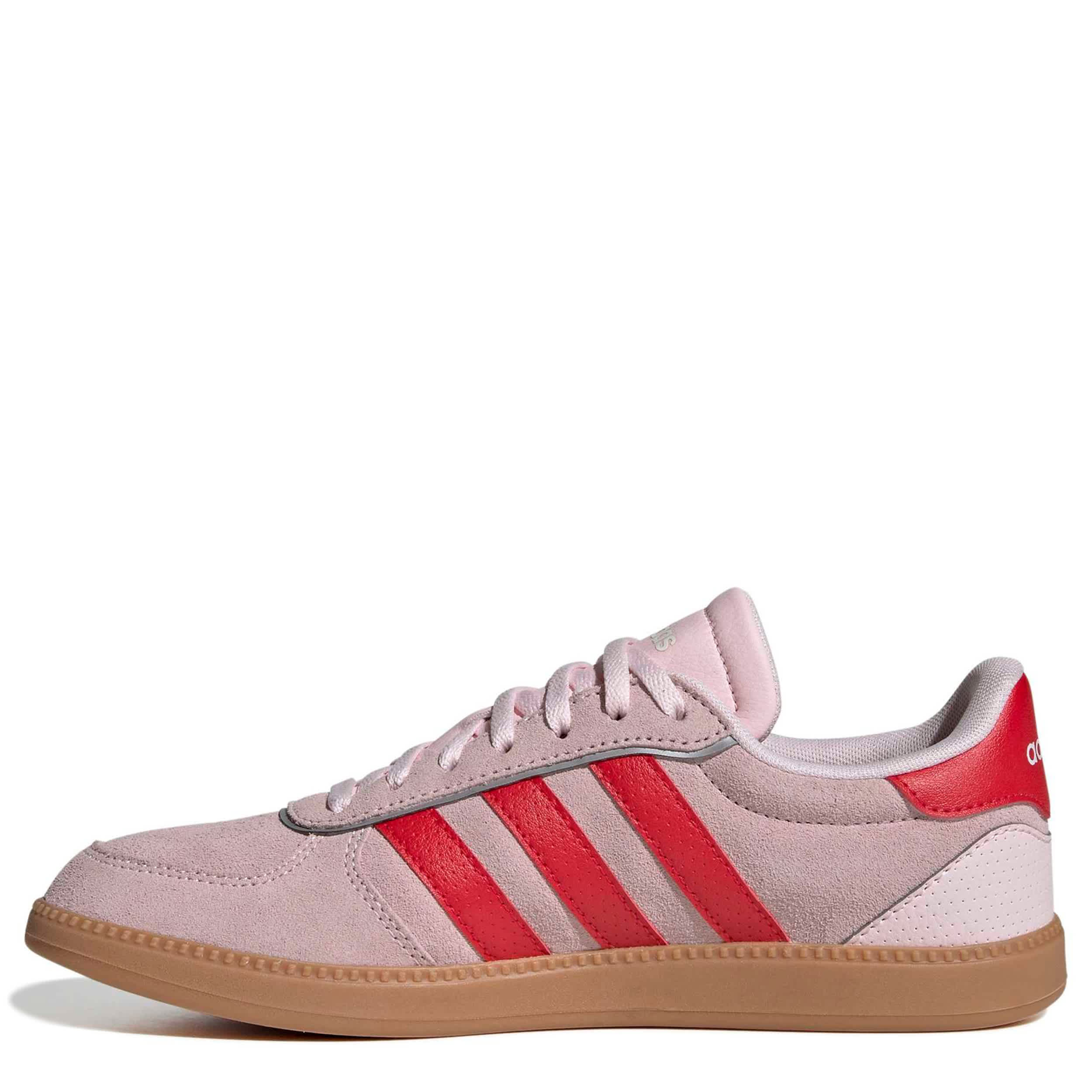 ADIDAS-WOMENS BREAKNET SLEEK SNEAKER-PALE PINK & RED