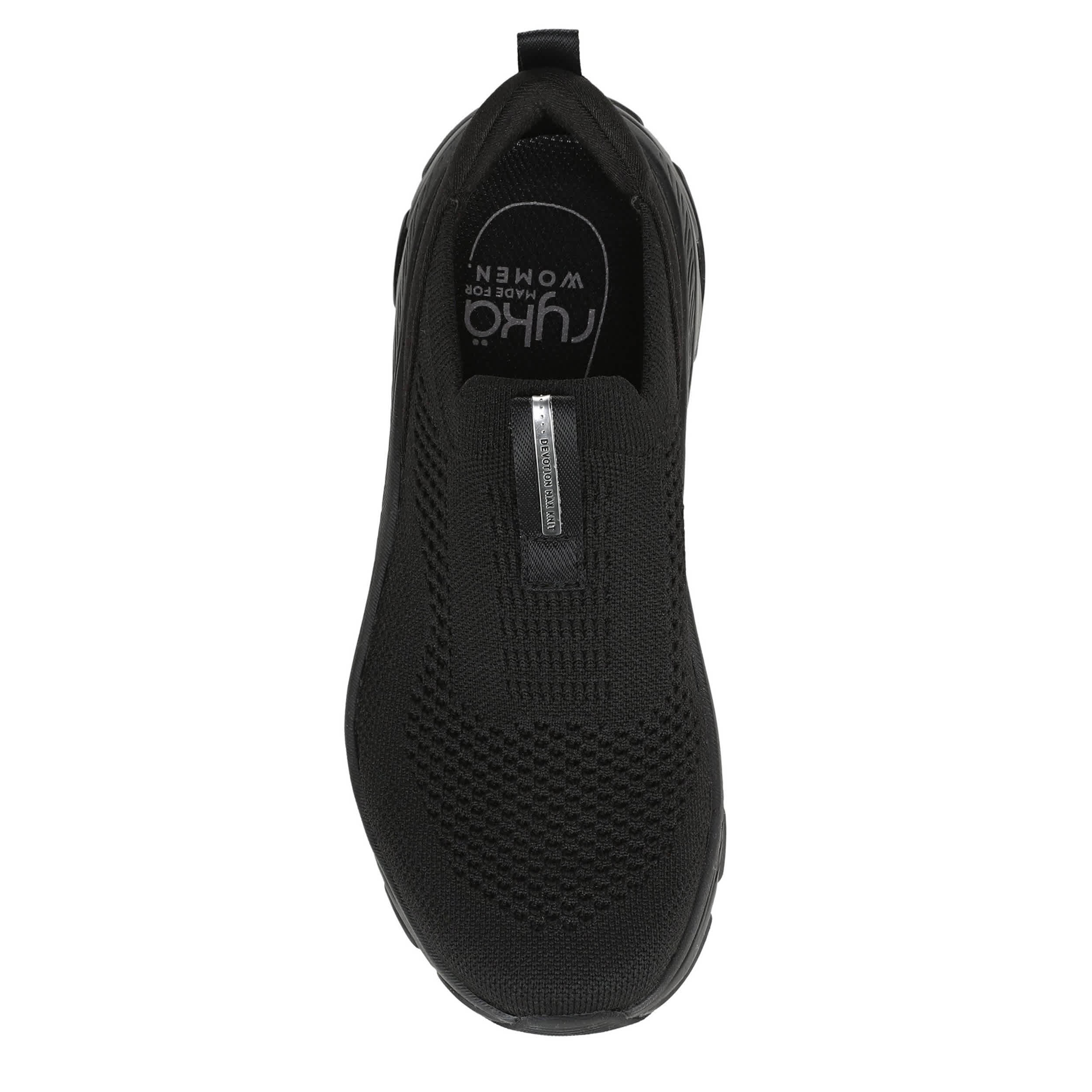 RYKA-WOMENS DEVOTION MAX KNIT WALKING SNEAKER-BLACK & BLACK