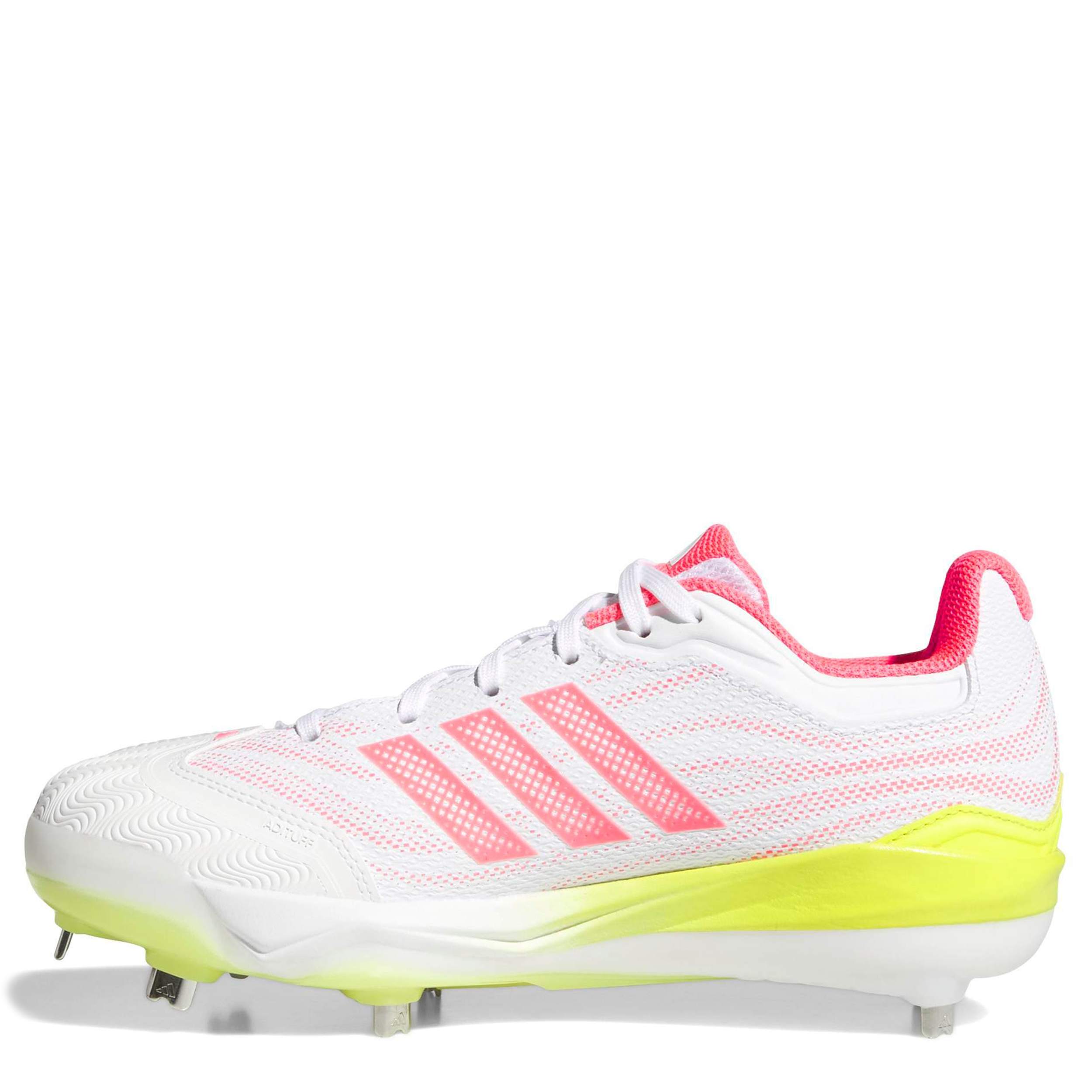 ADIDAS-WOMENS ADIZERO INSTINCT 3.0 SOFTBALL-WHITE & ORANGE