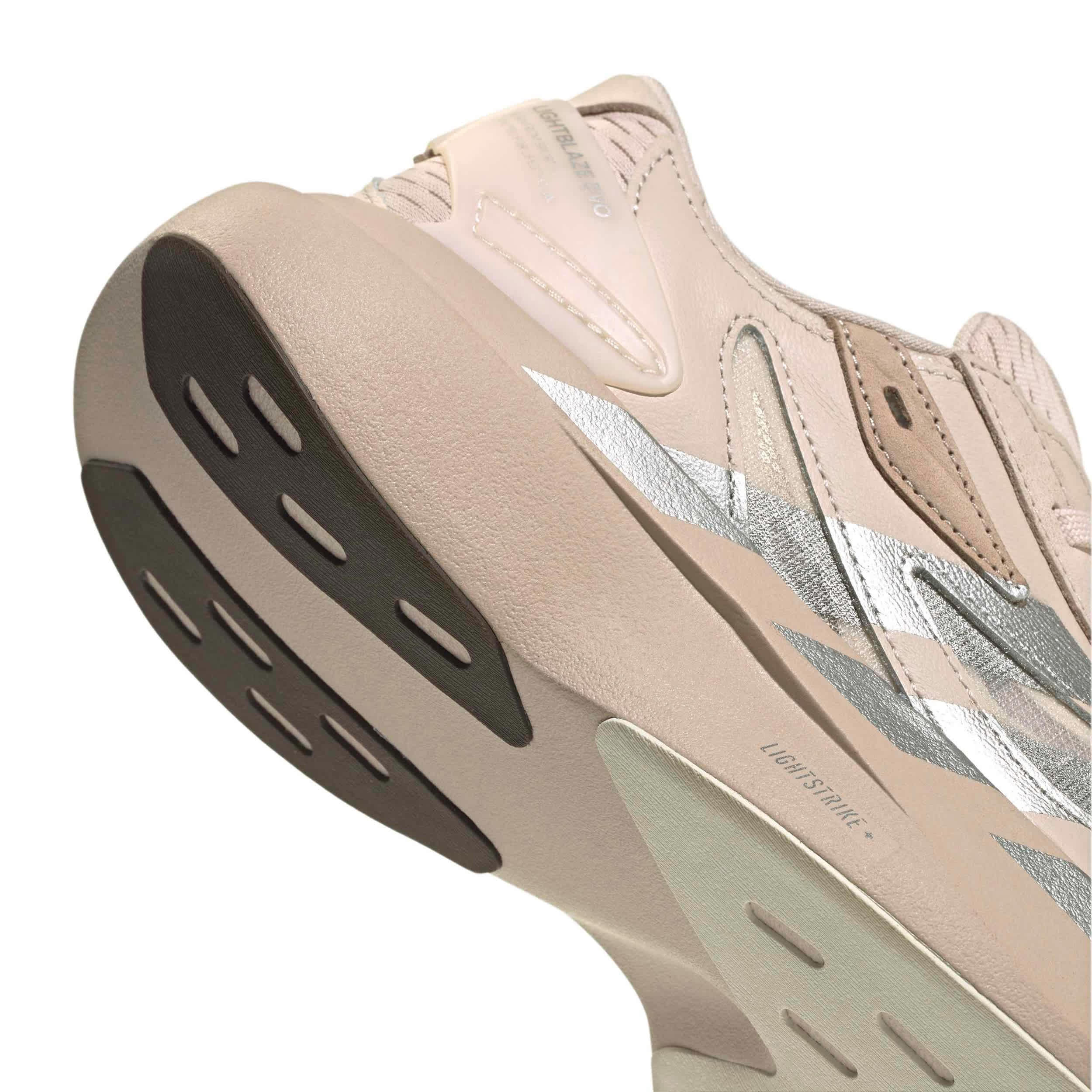 ADIDAS-WOMENS LIGHBLAZE EVO SL RUNNING SHOE-TAUPE & SILVER