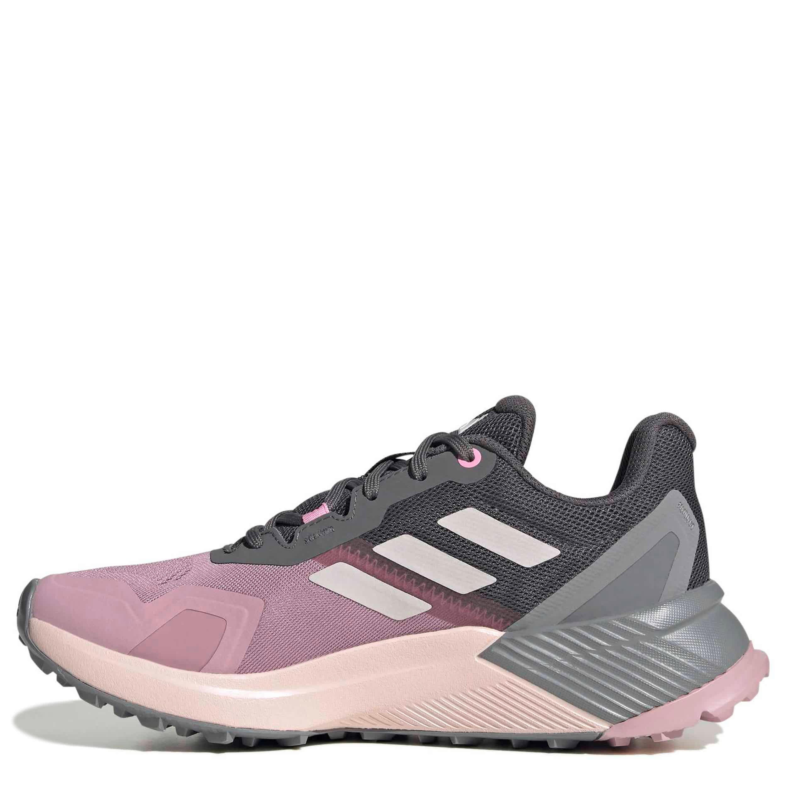 ADIDAS-WOMENS TERREX SOULSTRIDE TRAIL RUNNING SHOES-PINK & GREY