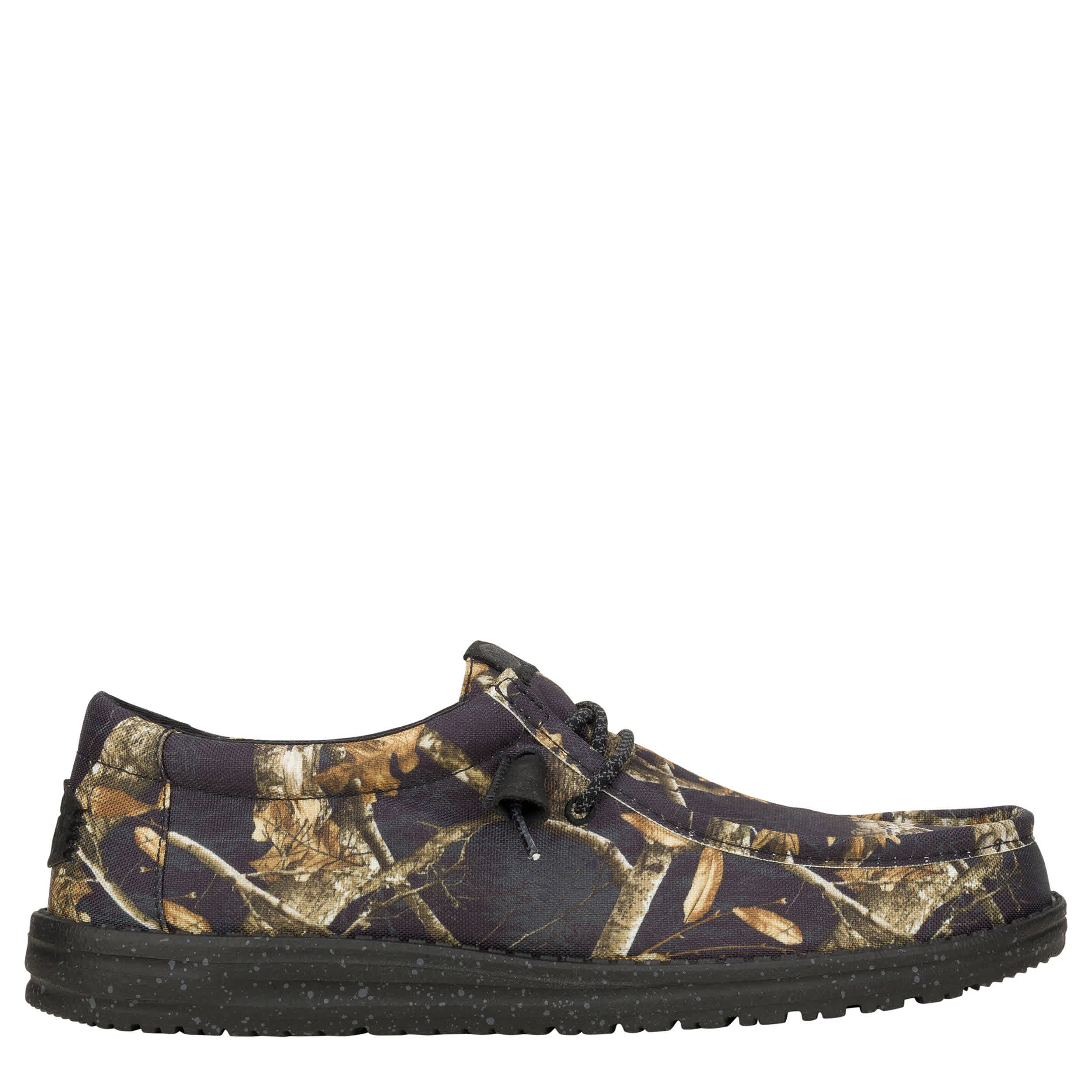 HEYDUDE MENS WALLY REALTREE EDGE COLORS SLIP ON SNEAKER - BLACK