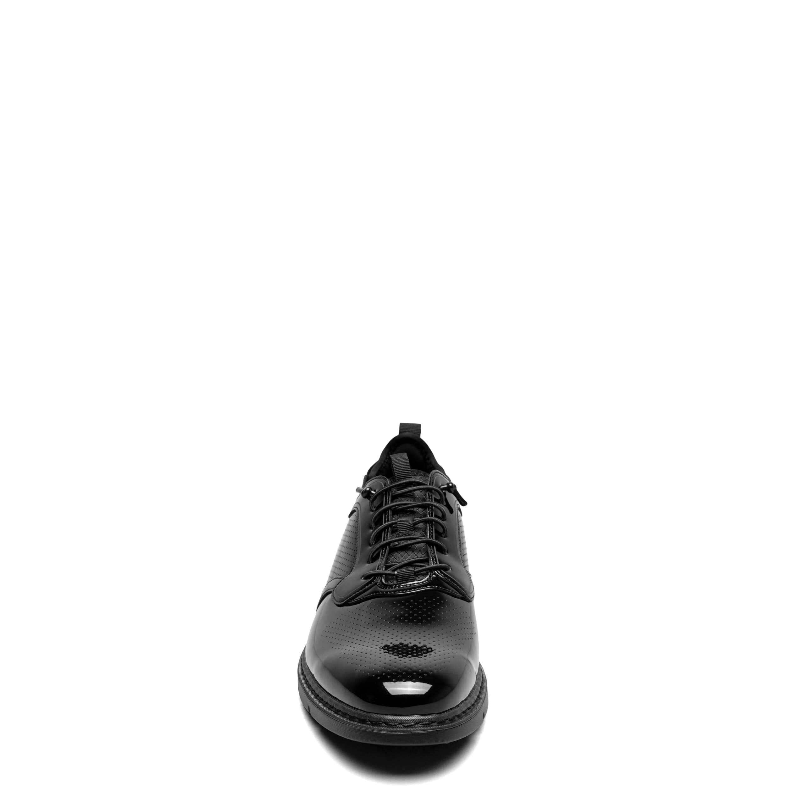 STACY ADAMS MENS SPYRE PLAIN TOE ELASTIC LACE OXFORD - BLACK