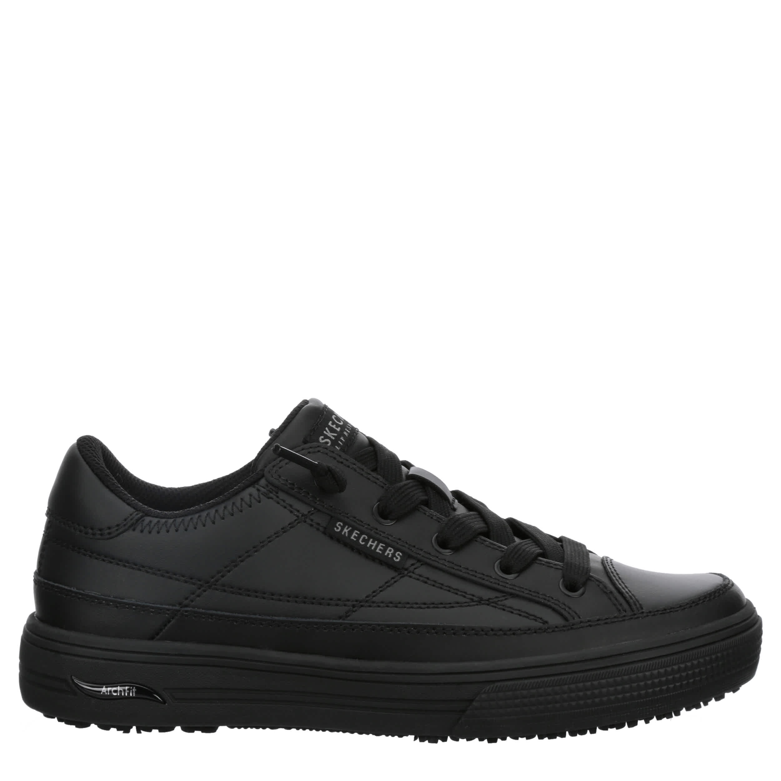 Black Skechers Womens Arch Fit Arcade Slip Resistant Work Shoe