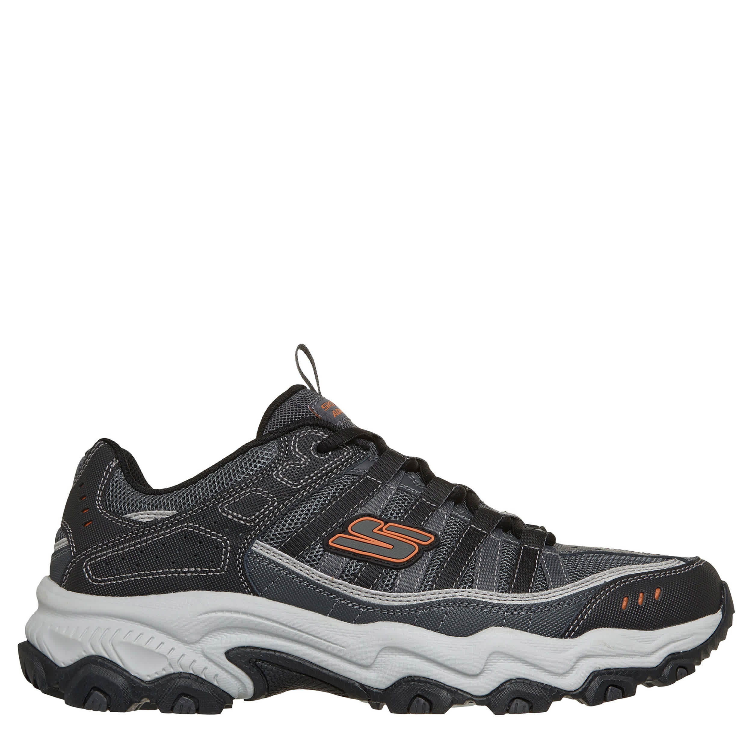 SKECHERS-MENS STAMINA-AFTERBURN LEGACY ALL TERRAIN HIKING SHOE-GREY & ORANGE