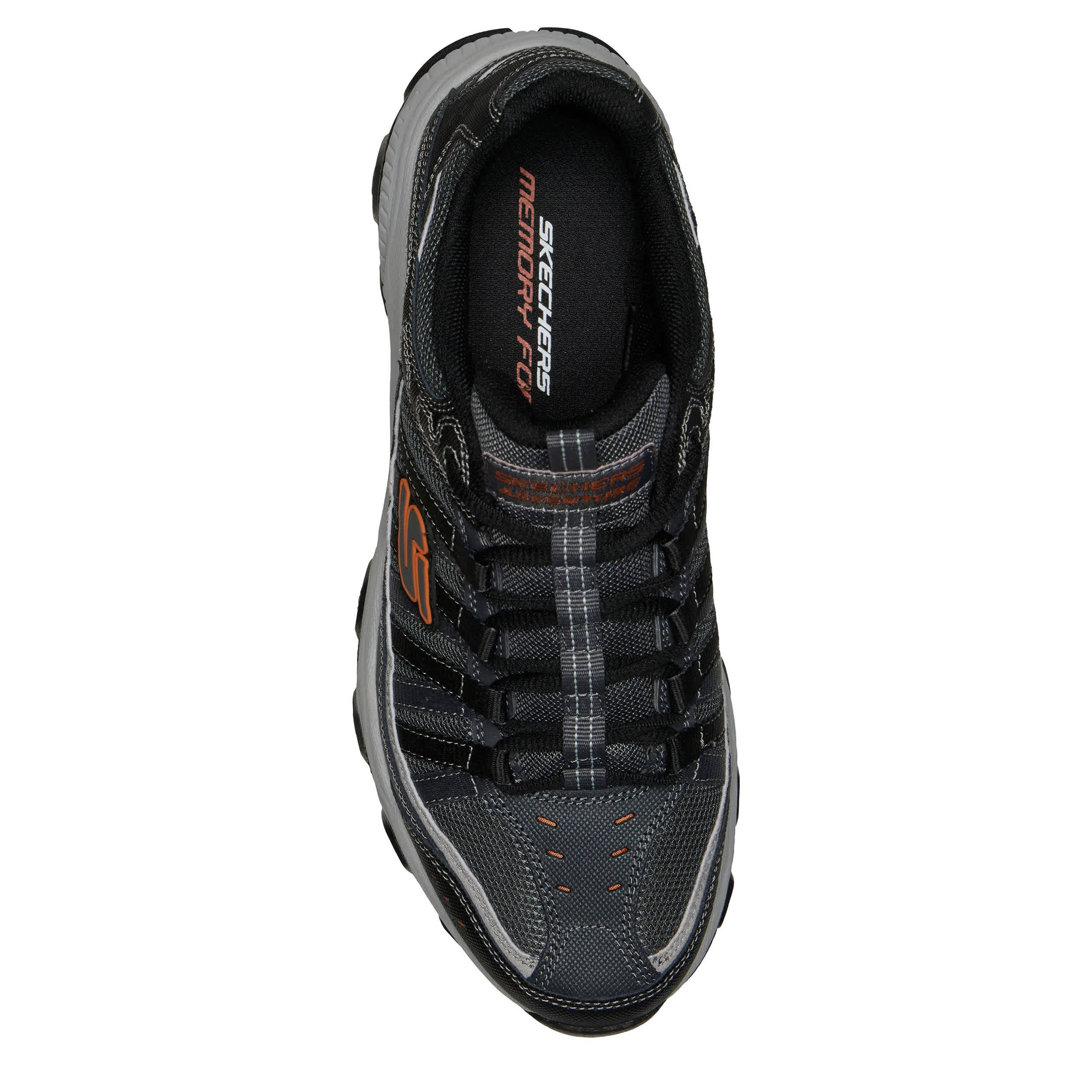 SKECHERS-MENS STAMINA-AFTERBURN LEGACY ALL TERRAIN HIKING SHOE-GREY & ORANGE