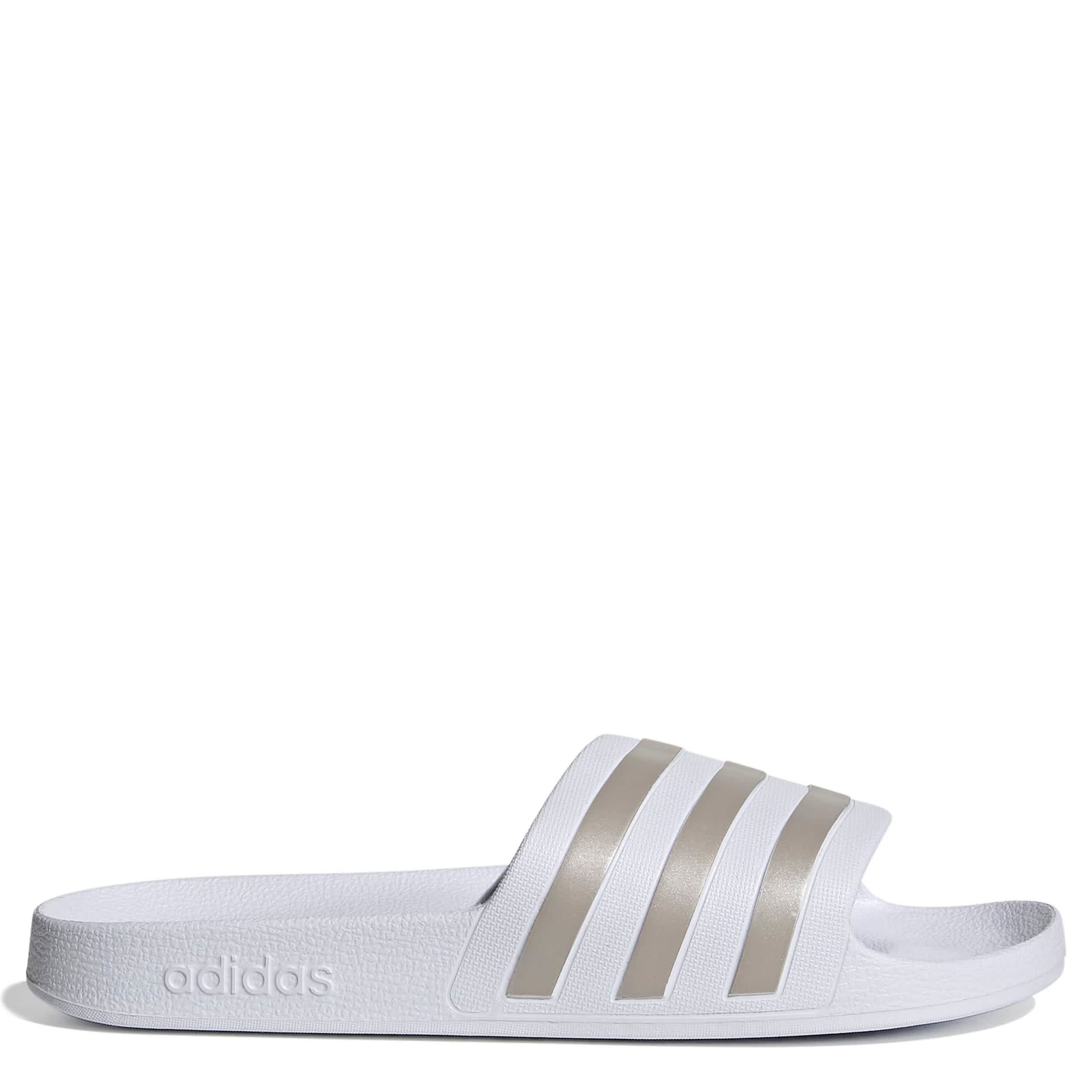 ADIDAS-MENS ADILETTE AQUA SLIDE SANDAL-WHITE & SILVER