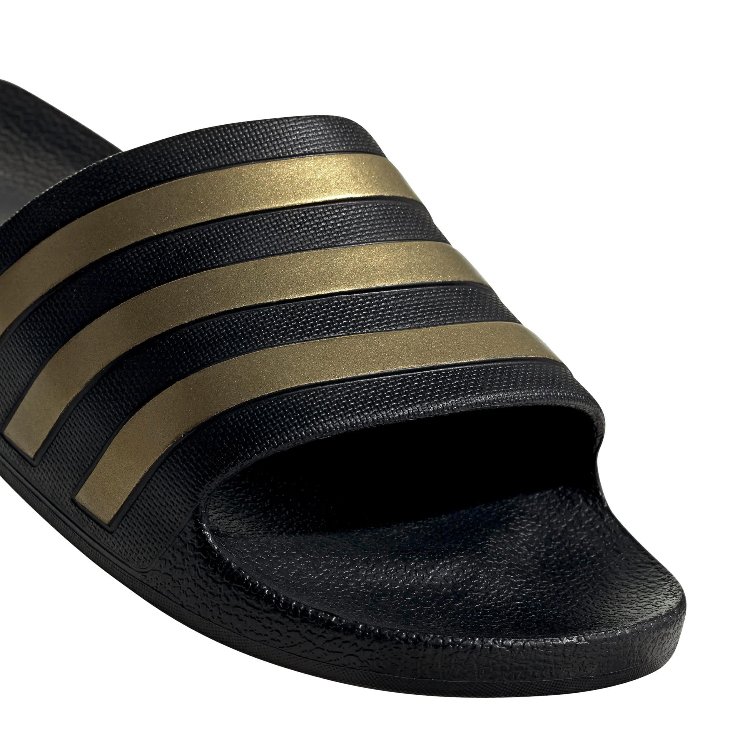 ADIDAS-MENS ADILETTE AQUA SLIDE SANDAL-BLACK & GOLD