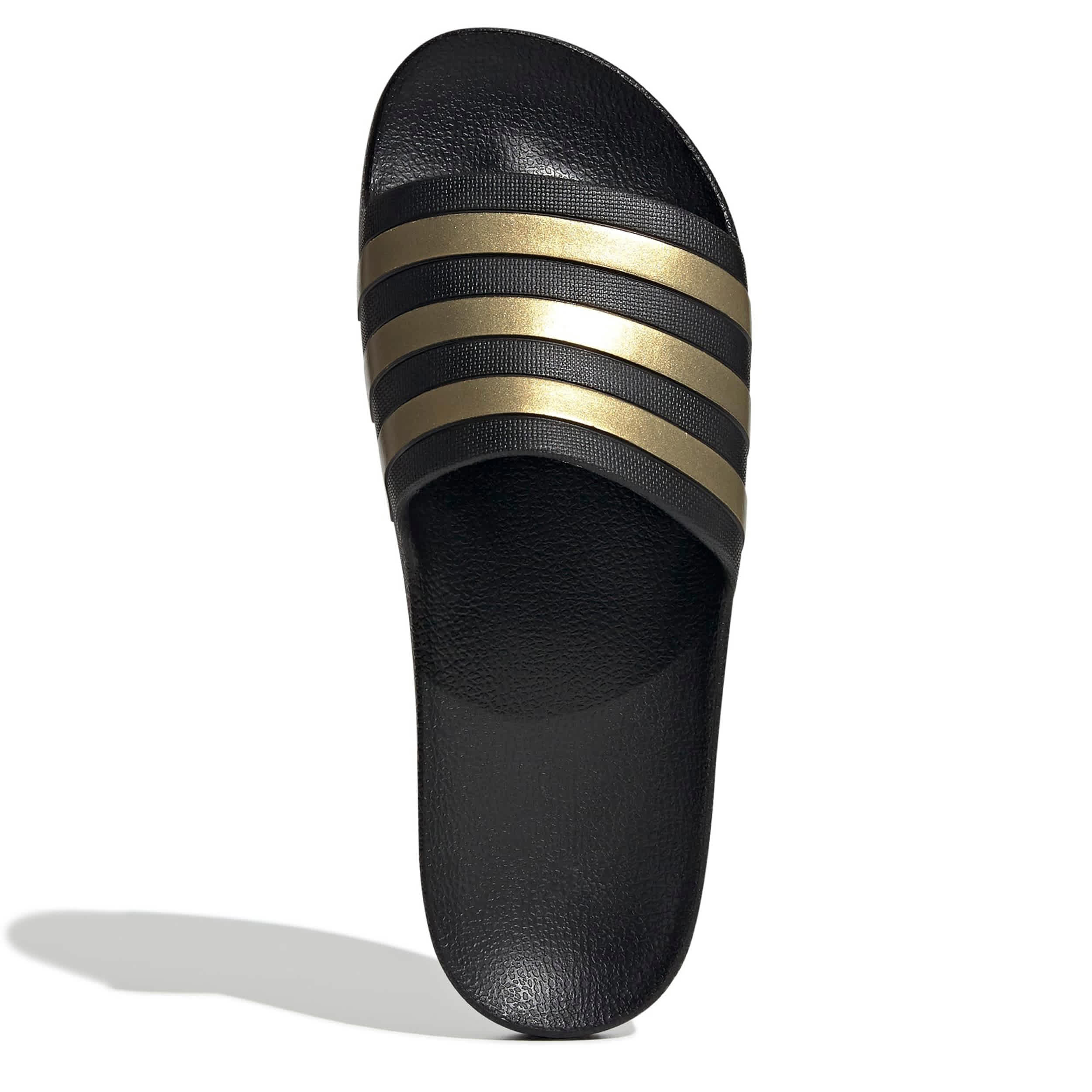 ADIDAS-MENS ADILETTE AQUA SLIDE SANDAL-BLACK & GOLD