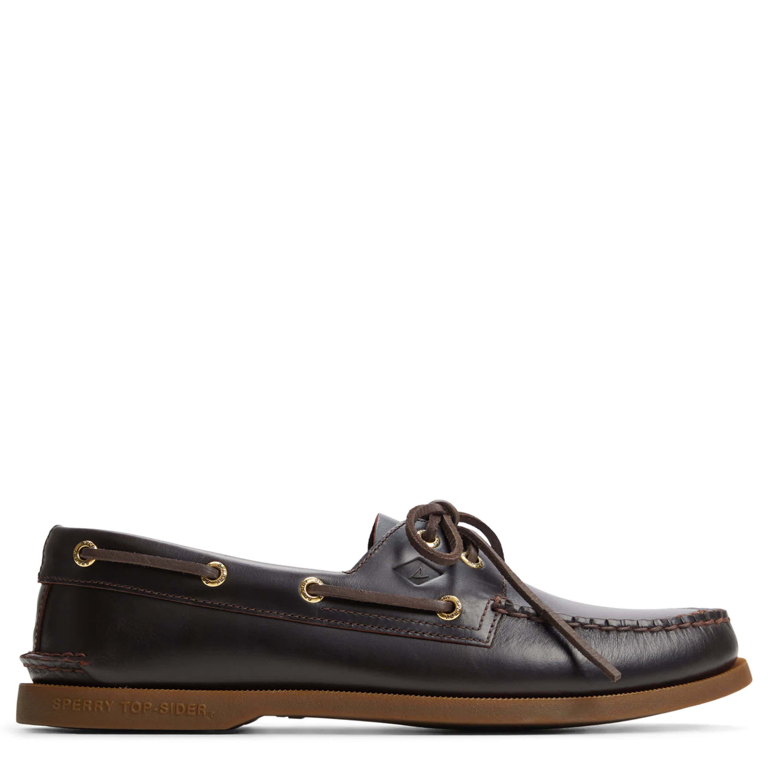 SPERRY-MENS A/O 2-EYE BOAT SHOE-DARK BROWN & 