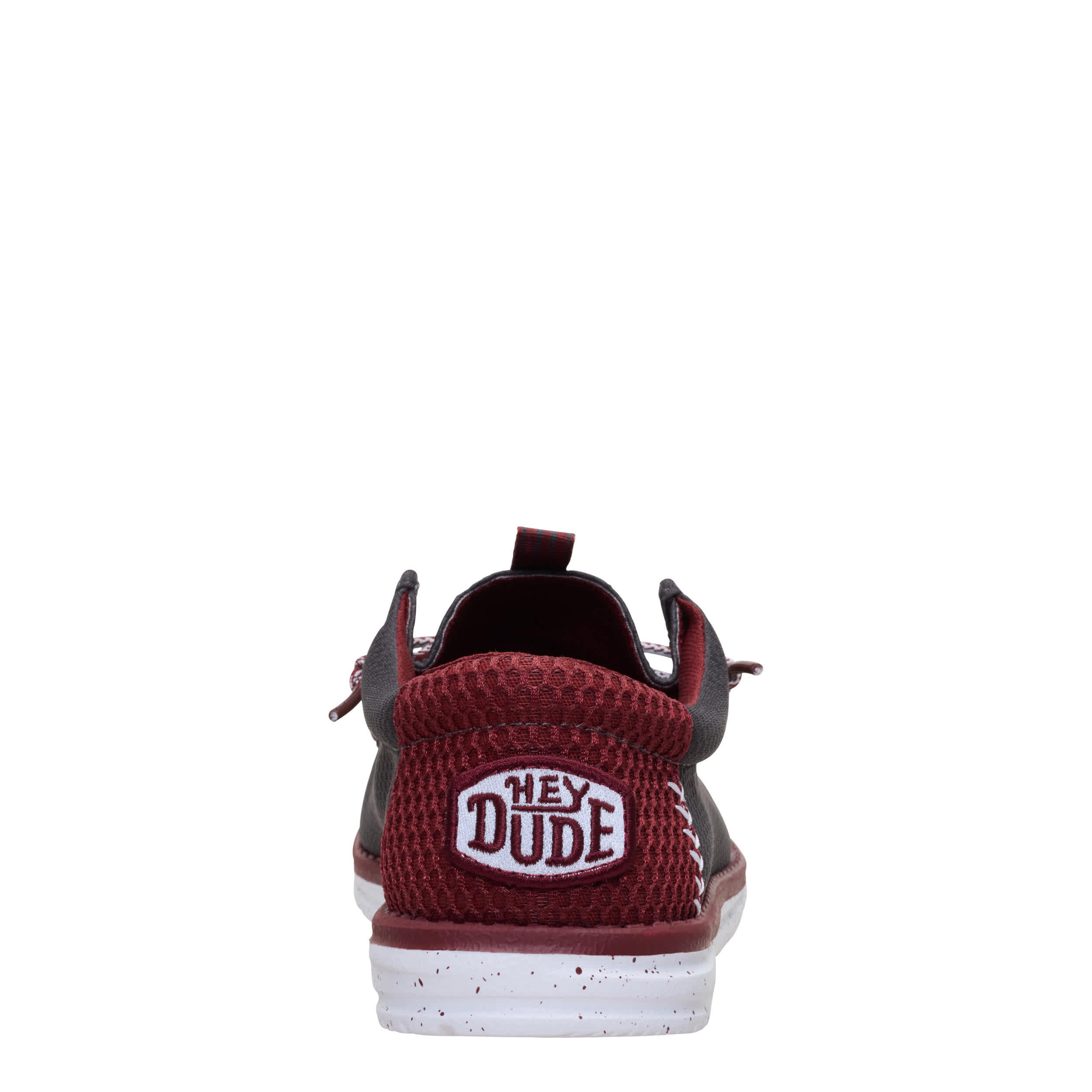 HEYDUDE-MENS WALLY SLIP ON SNEAKER-DARK GREY & BURGUNDY