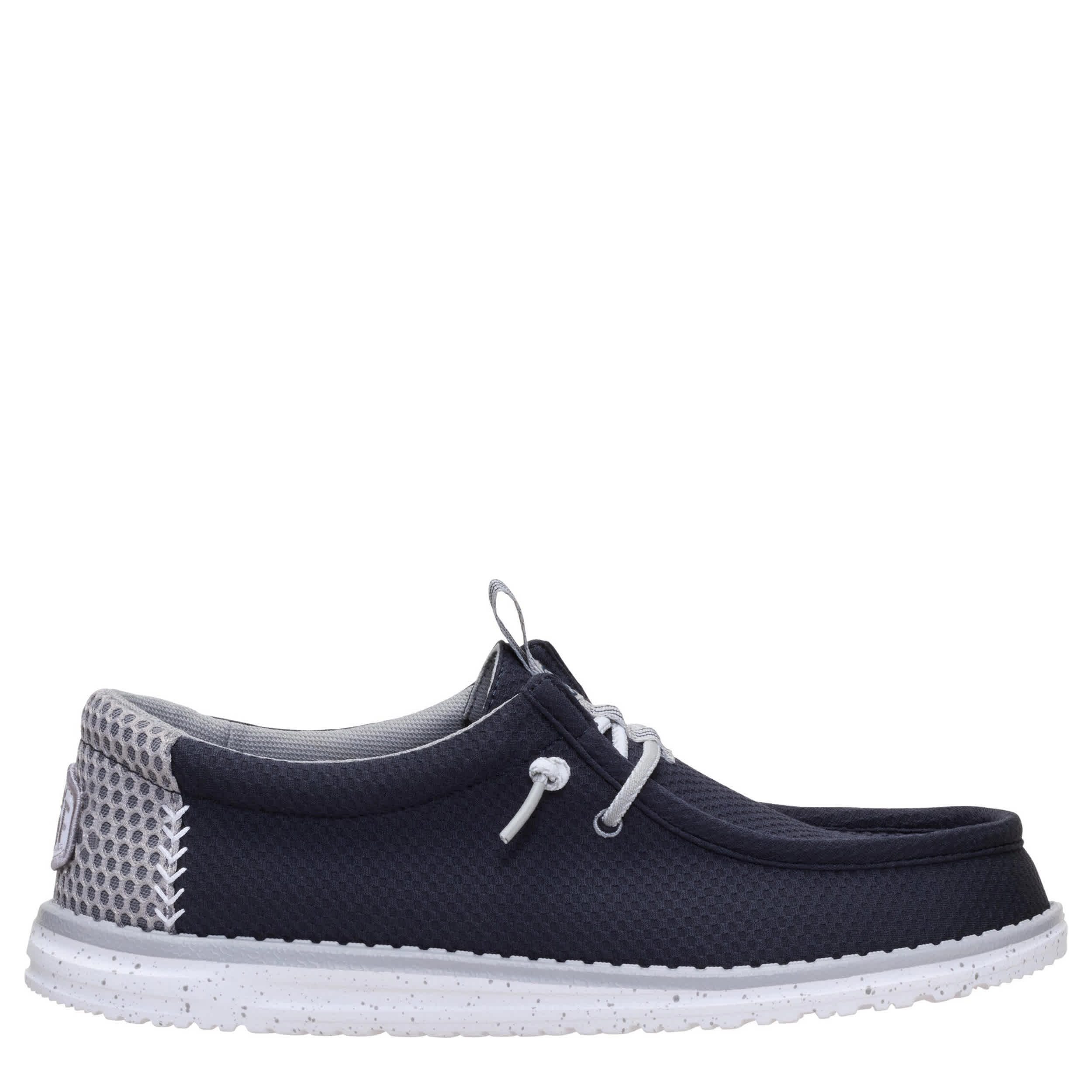 HEYDUDE-MENS WALLY SLIP ON SNEAKER-NAVY & GREY