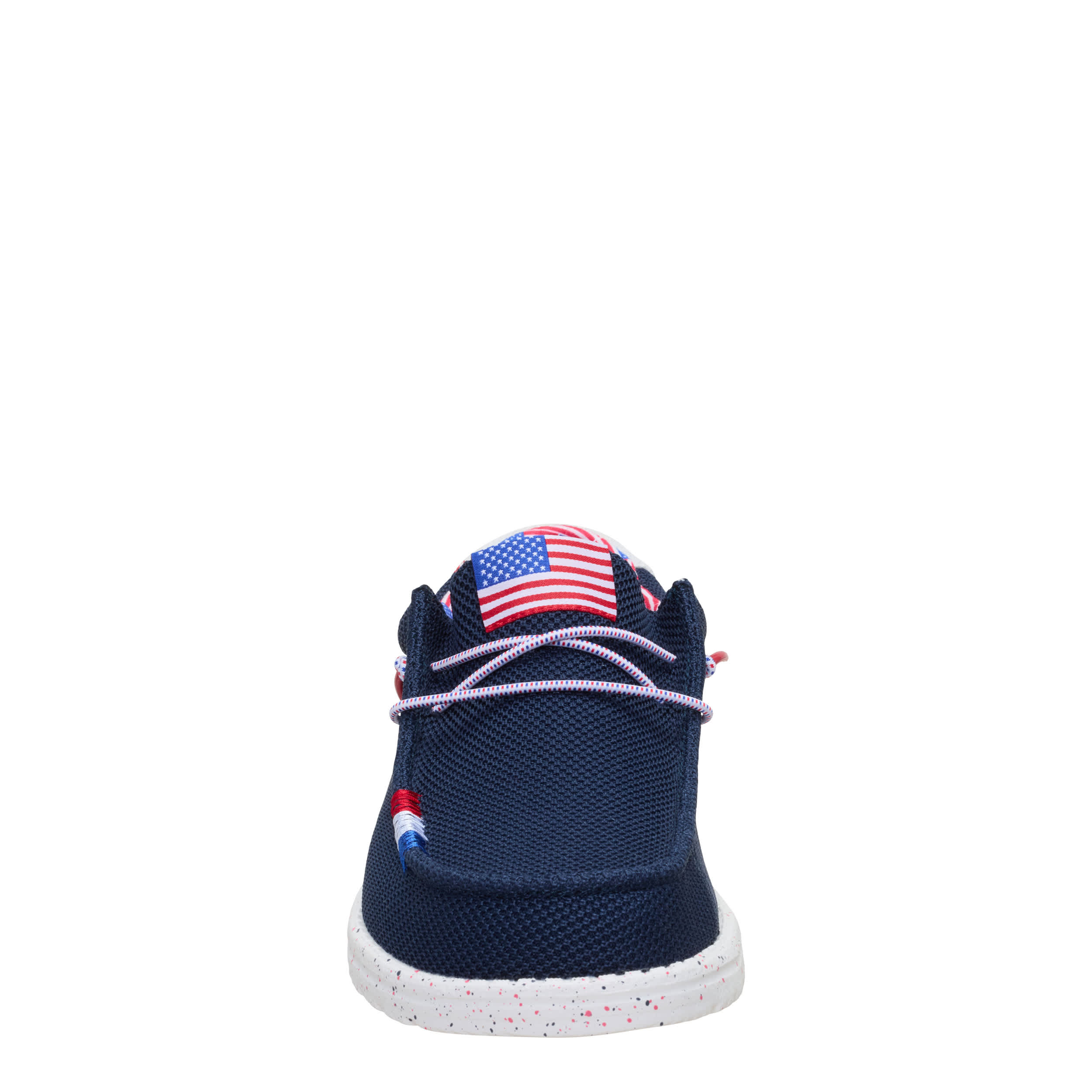 HEYDUDE-MENS WALLY AMERICANA SLIP ON SNEAKER-NAVY & MULTICOLOR
