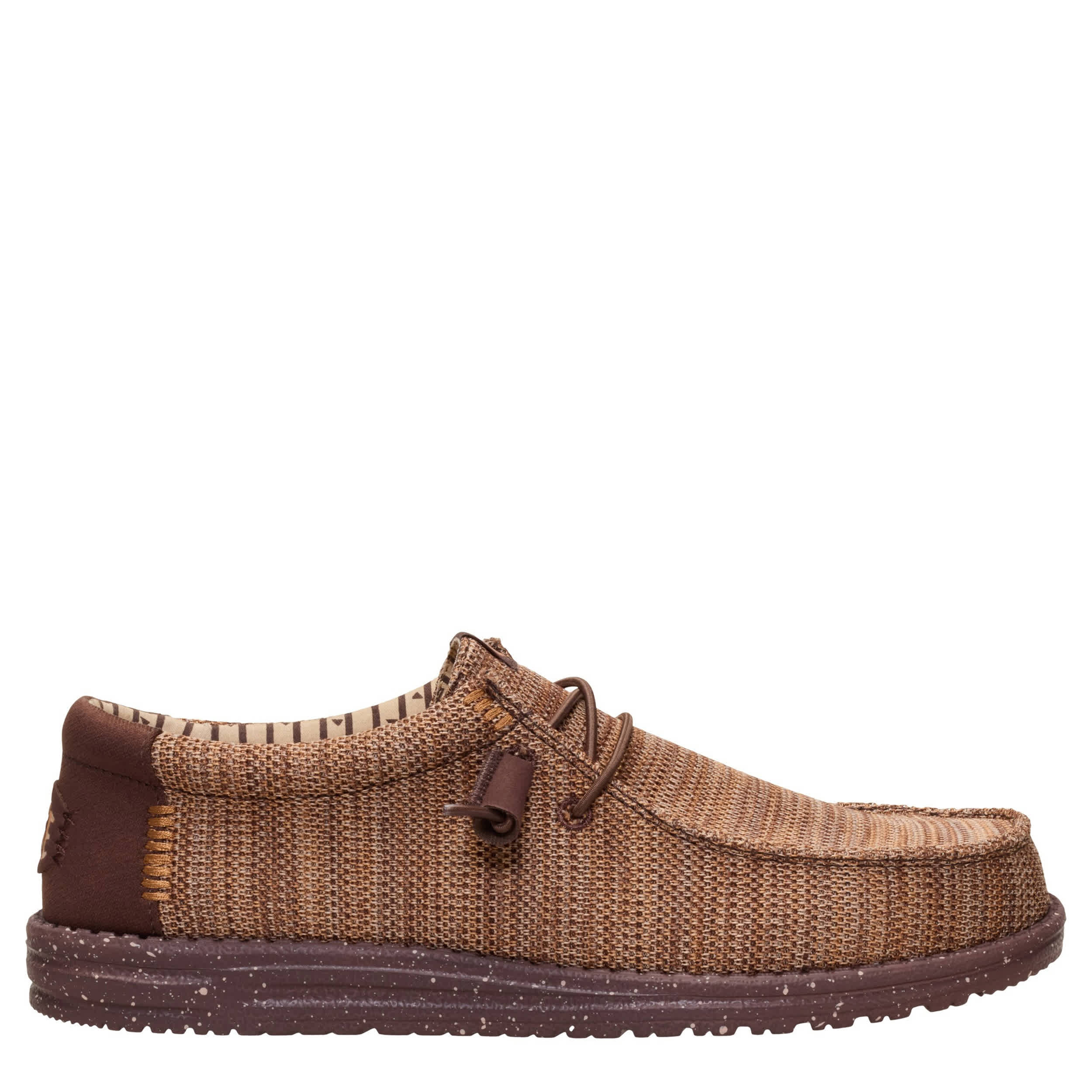 HEYDUDE-MENS WALLY STRETCH SOX SLIP ON SNEAKER-CHOCOLATE & 
