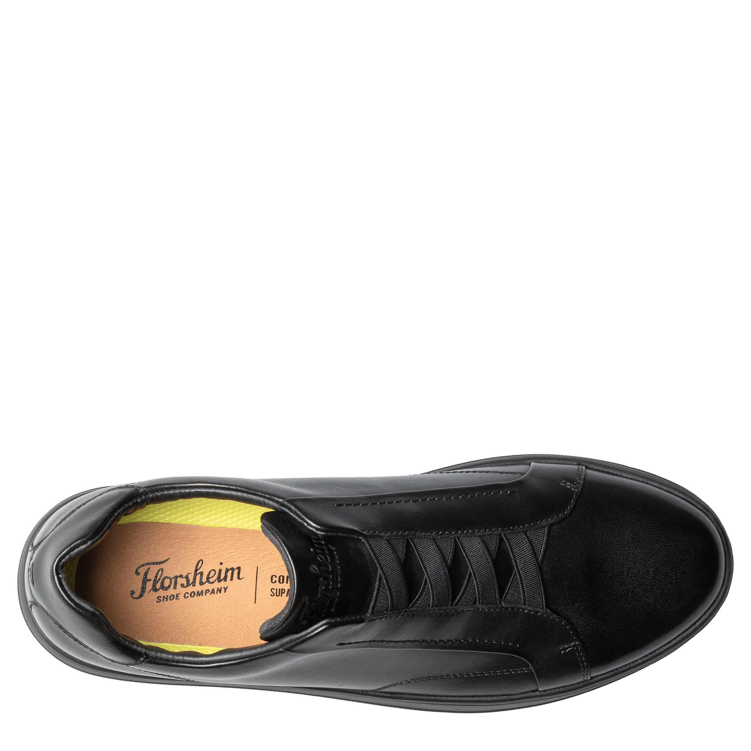 FLORSHEIM-MENS MONOPOLI ELASTIC LACE TO TOE SNEAKER-BLACK & 