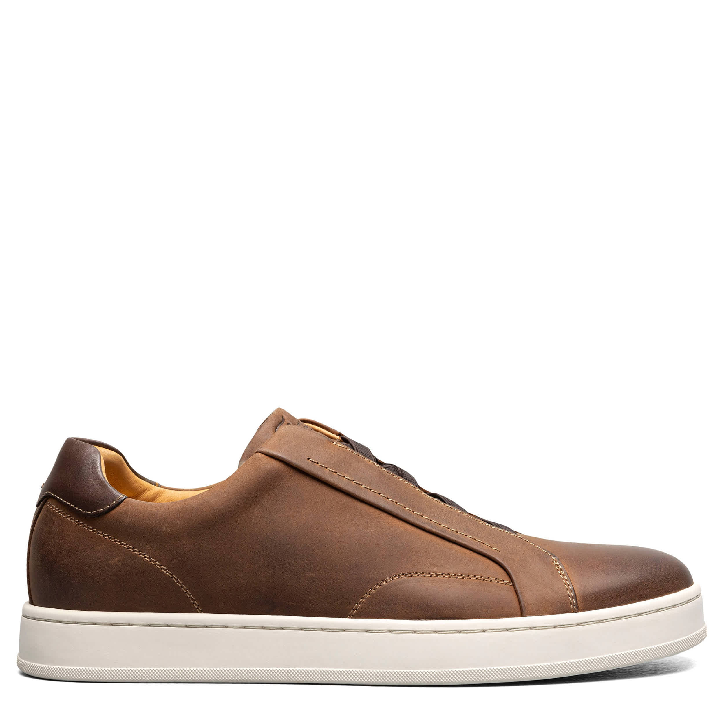 FLORSHEIM-MENS MONOPOLI ELASTIC LACE TO TOE SNEAKER-BROWN & 