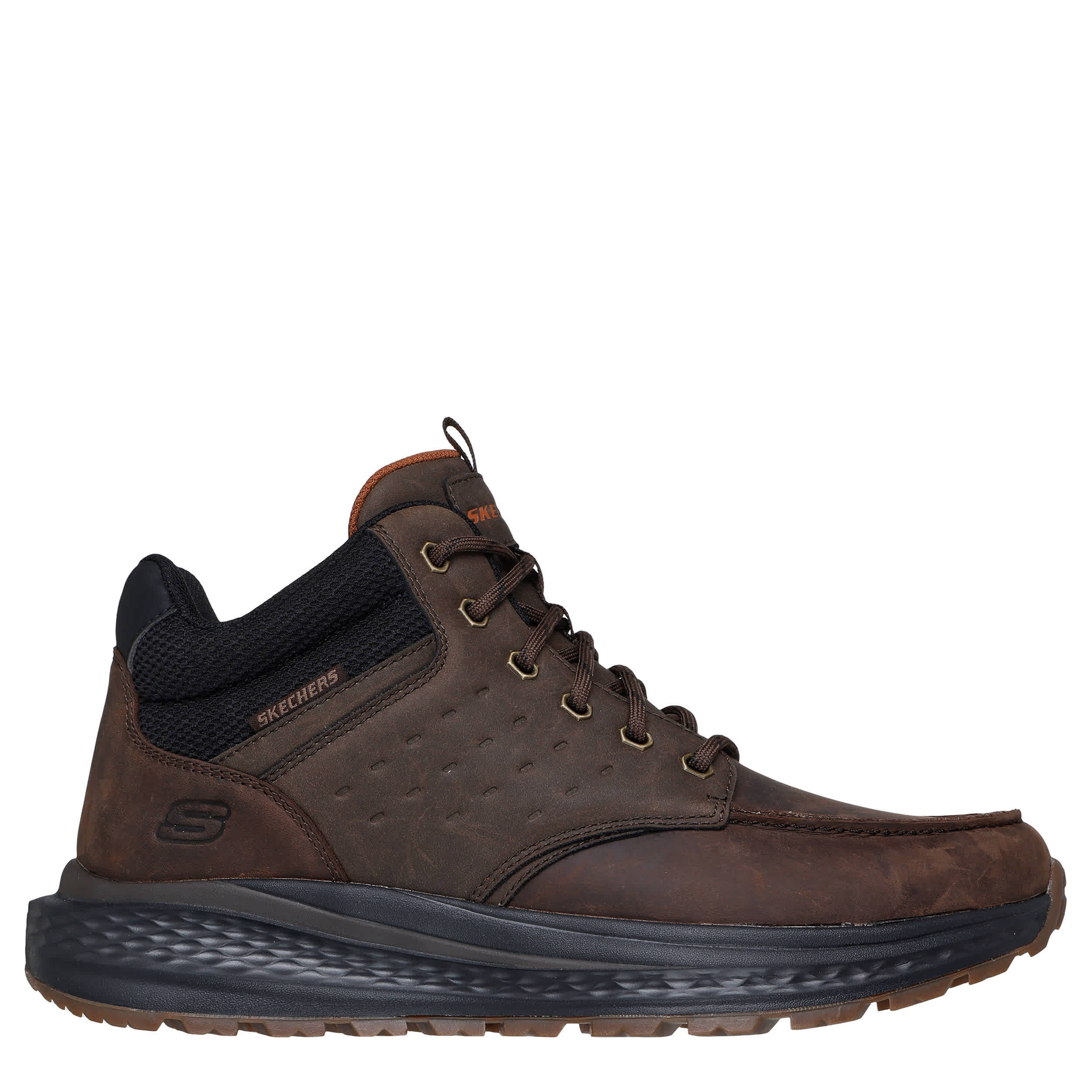 SKECHERS-MENS SLADE ULTRA - LINDEN LACE-UP BOOT-DARK BROWN & 