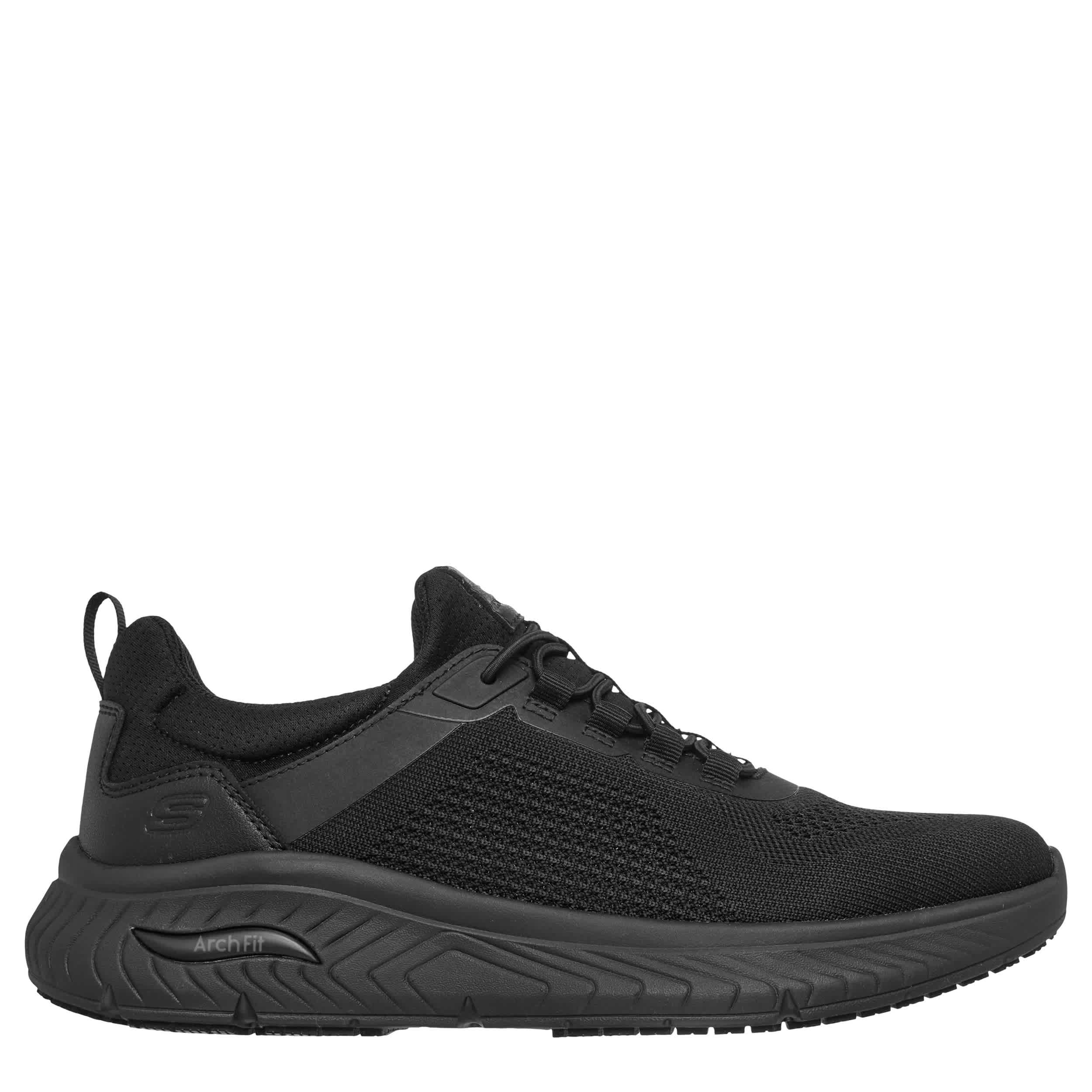 SKECHERS-MENS ARCH FIT CROSSER SLIP RESISTANT WORK SHOE-BLACK & 