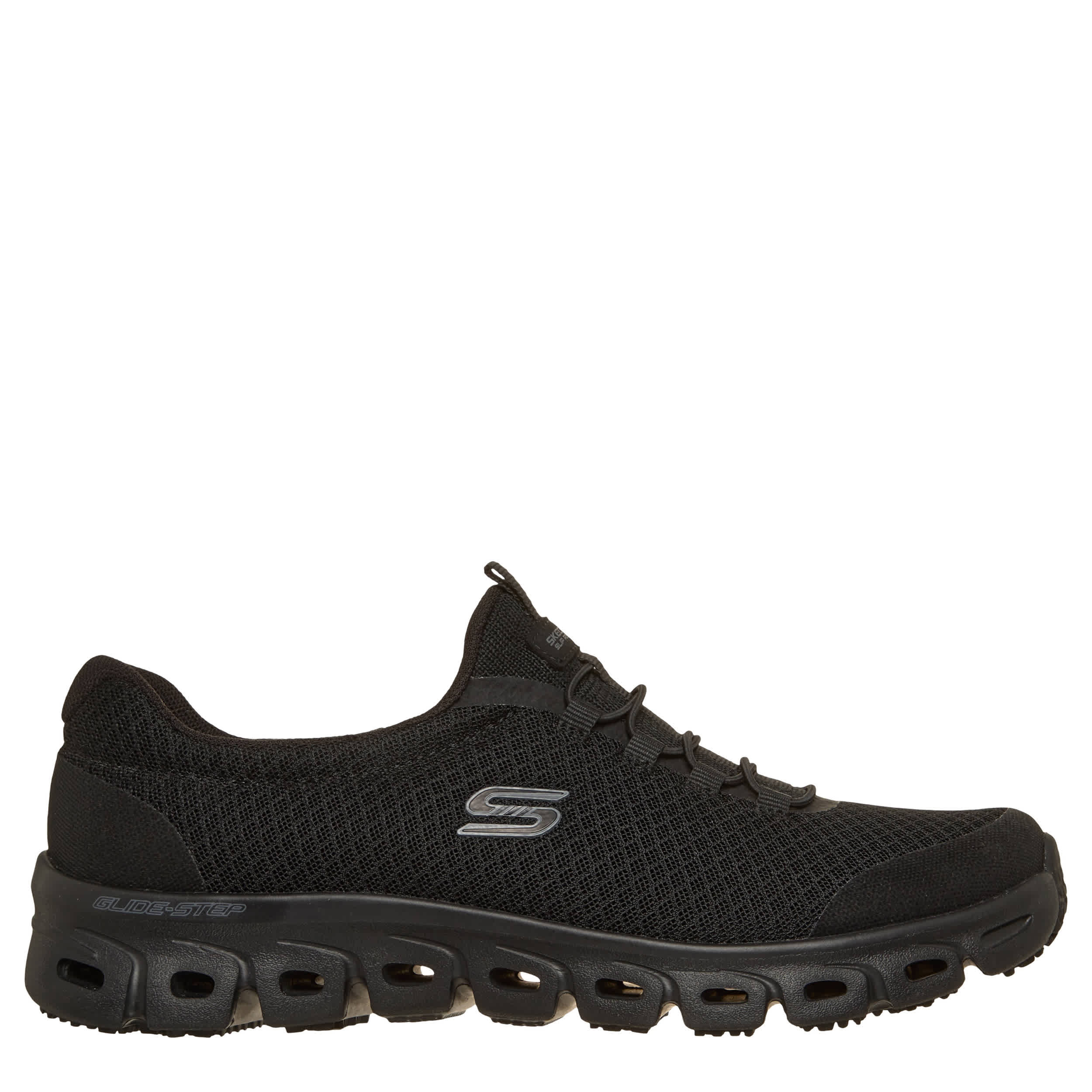 SKECHERS-WOMENS GLIDE-STEP SR WORK SHOE-BLACK & 