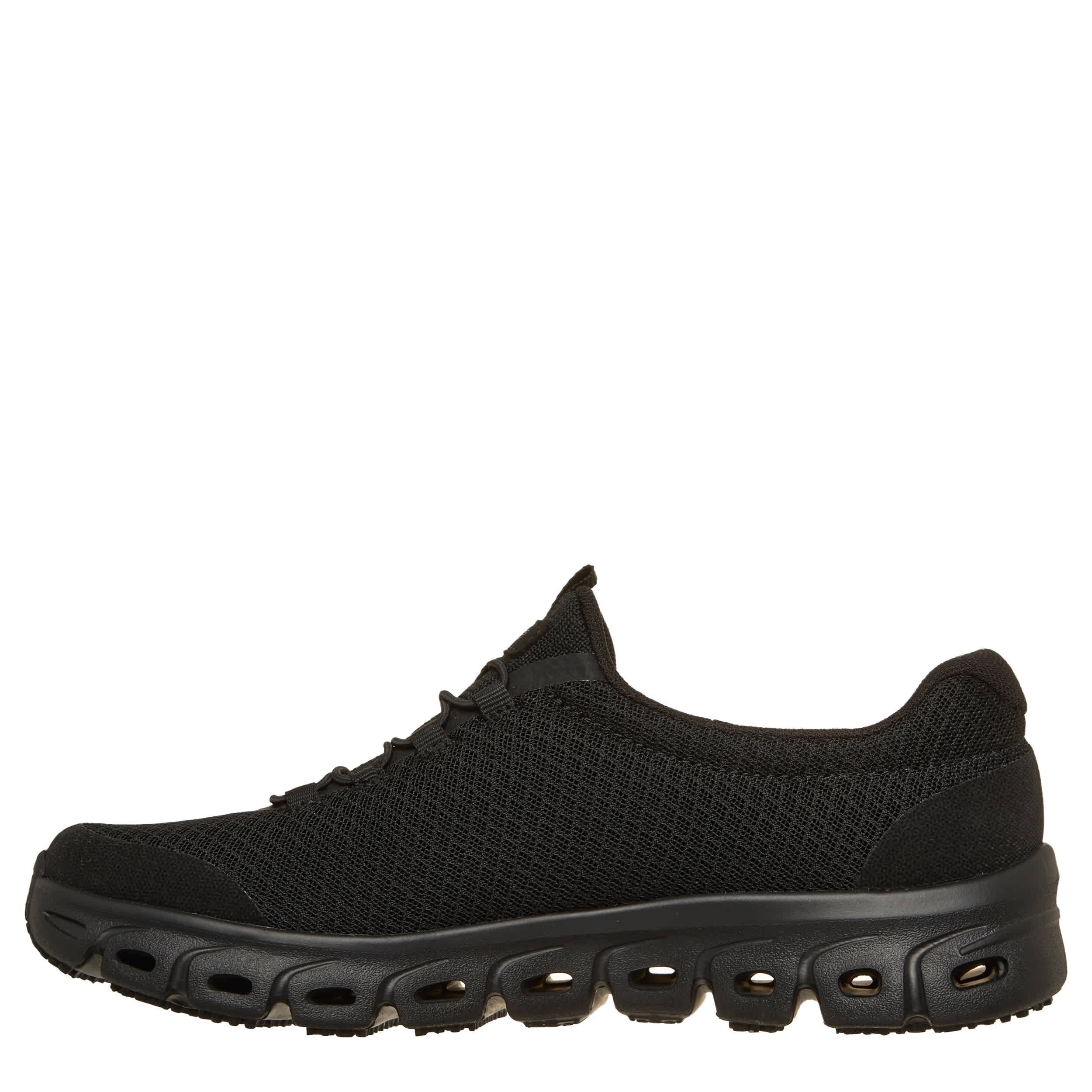 SKECHERS-WOMENS GLIDE-STEP SR WORK SHOE-BLACK & 