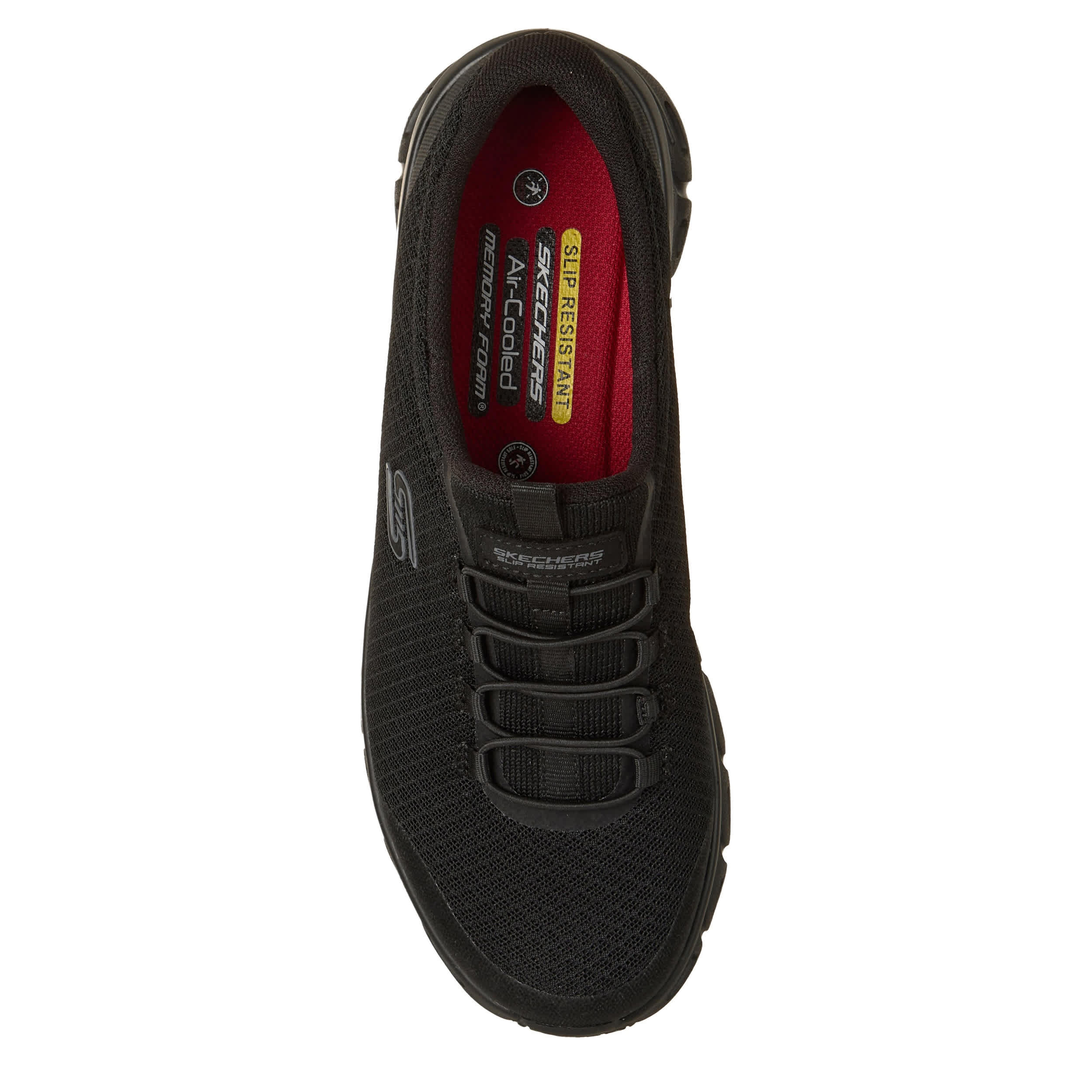 SKECHERS-WOMENS GLIDE-STEP SR WORK SHOE-BLACK & 