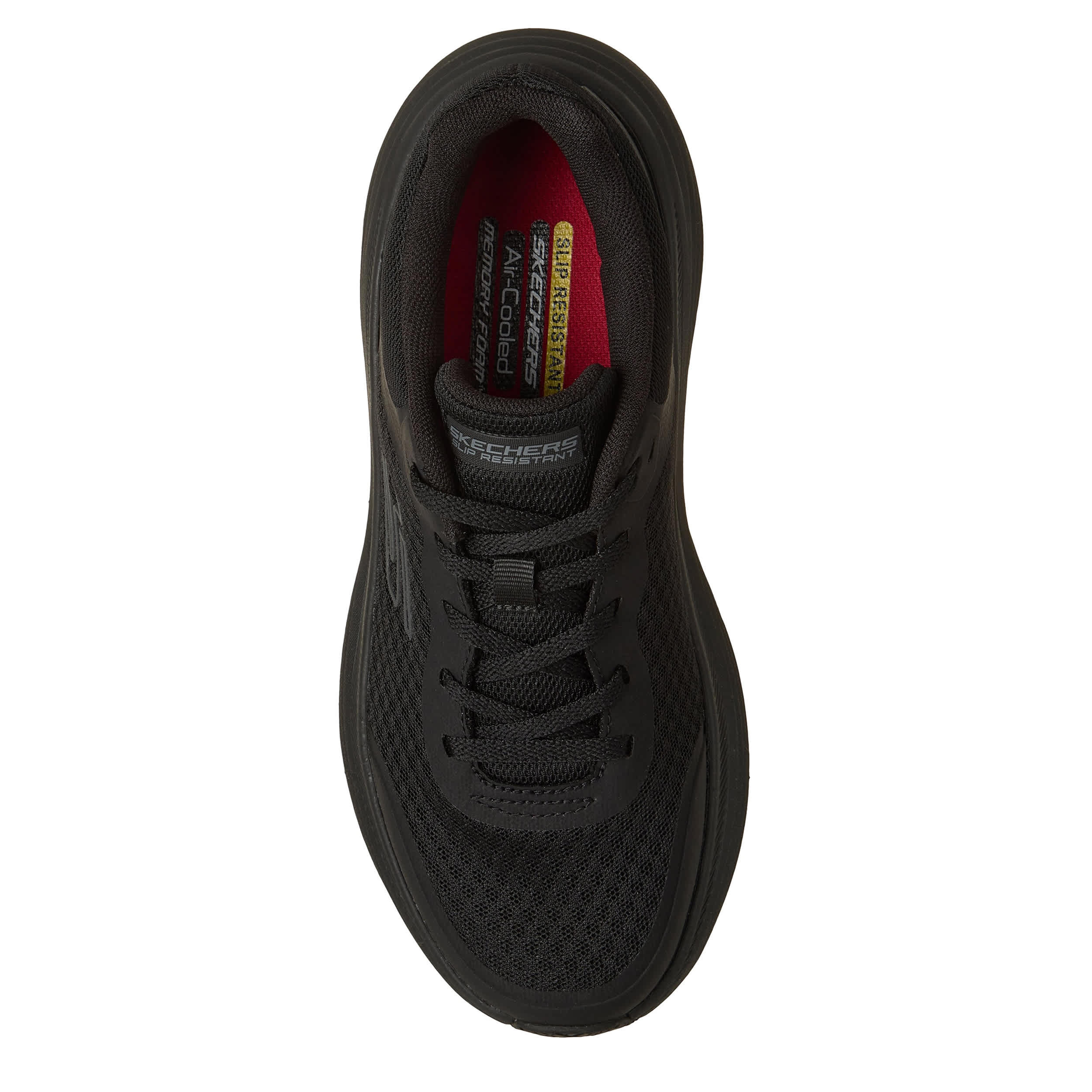SKECHERS-WOMENS MAX CUSHIONING WORK SHOE-BLACK & 