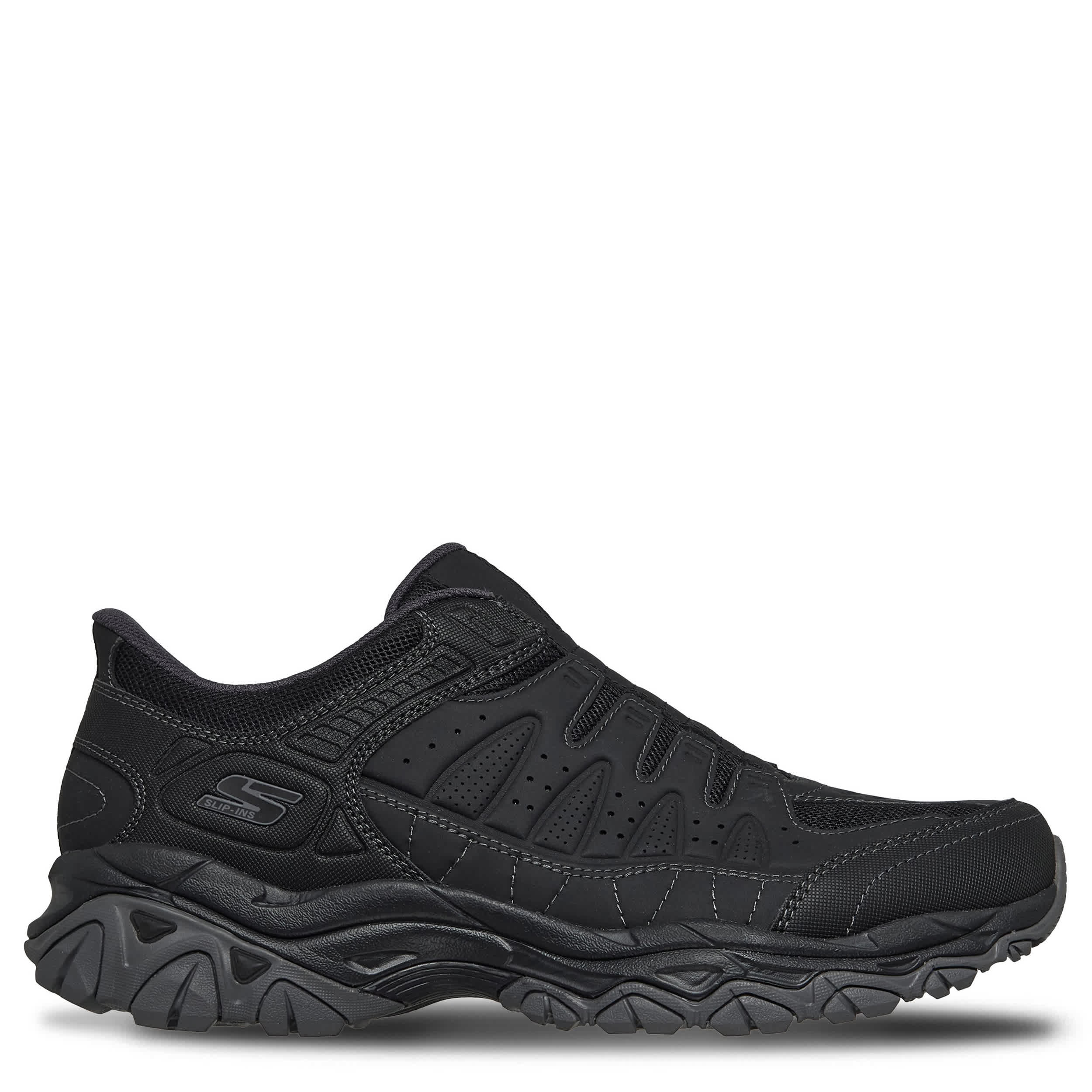 SKECHERS-MENS SLIP-INS AFTER BURN M.FIT HIKING SHOE-BLACK & 