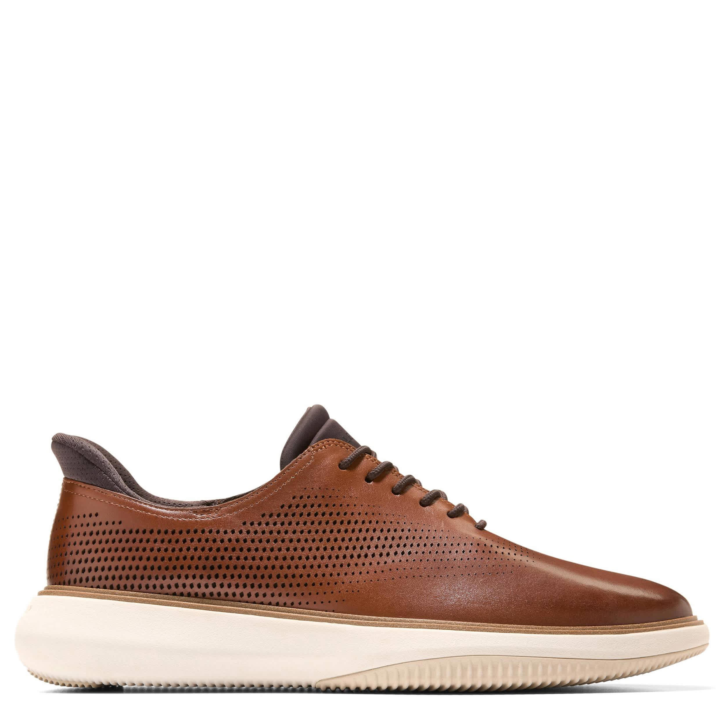 COLE HAAN-MENS GRAND PHAZE LASER OXFORD-DARK BROWN & IVORY