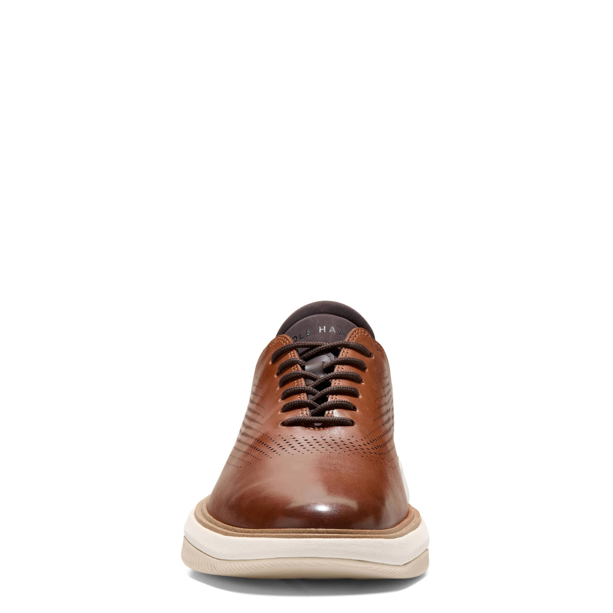 COLE HAAN-MENS GRAND PHAZE LASER OXFORD-DARK BROWN & IVORY