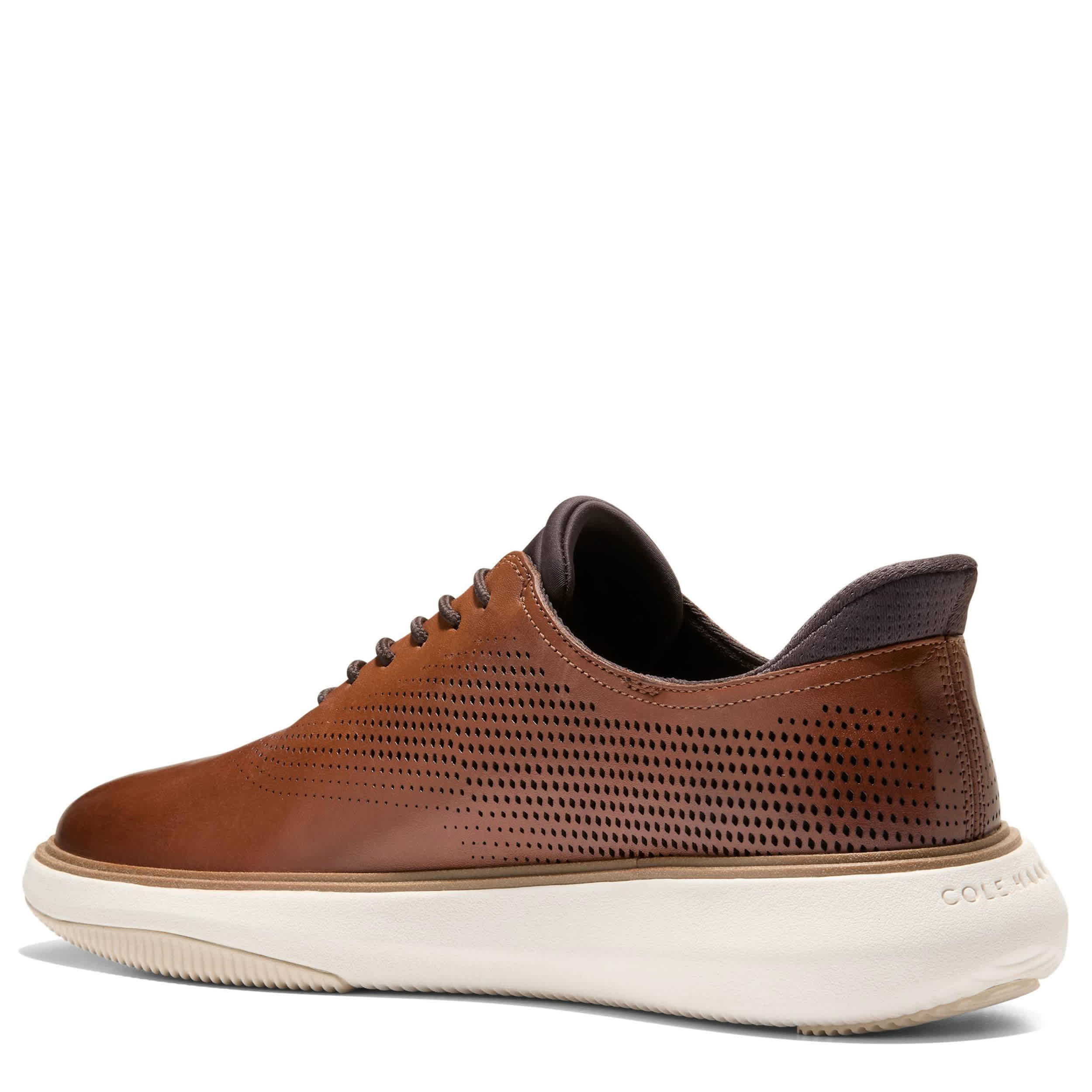 COLE HAAN-MENS GRAND PHAZE LASER OXFORD-DARK BROWN & IVORY