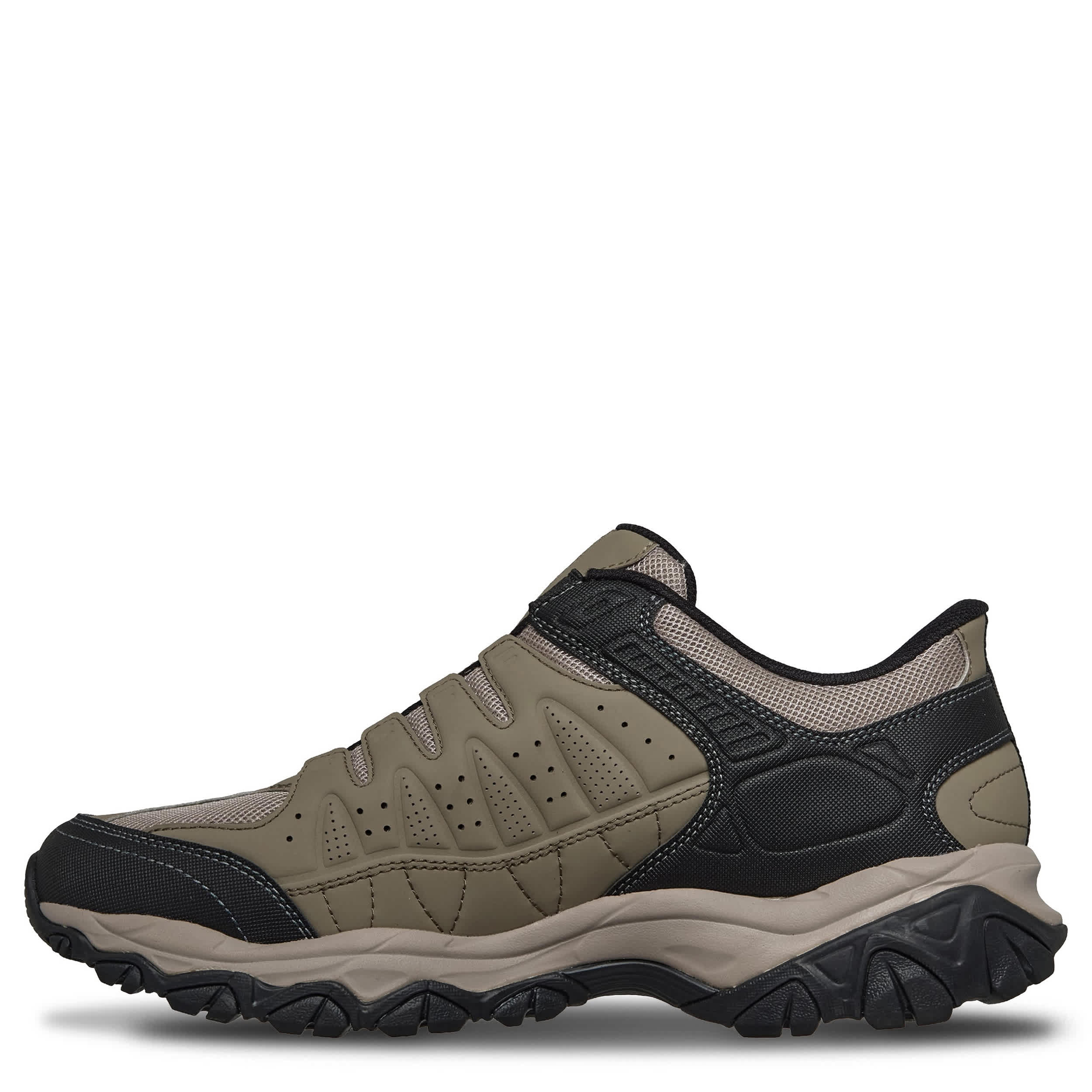 SKECHERS-MENS SLIP-INS AFTER BURN M.FIT HIKING SHOE-TAUPE & BLACK